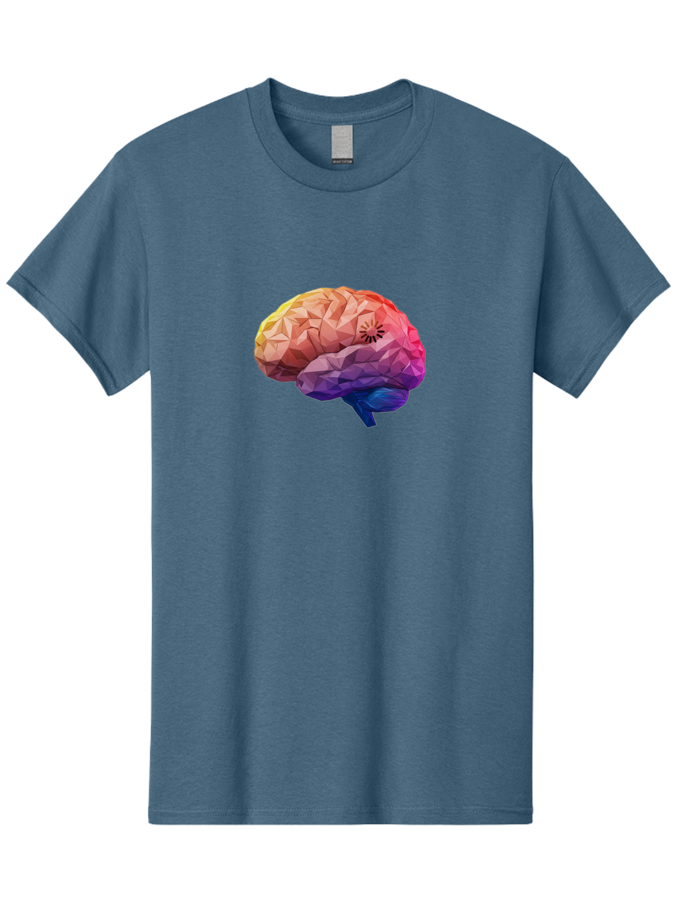 Polygonal-Brain Men'S Graphic Tee, 100% Cotton, Comfortable Casual Summer Wear, Machine Washable, Low Poly Brain, Colorful Brain, 3D Brain Model, Geometric Art, Brain Illustration, Neuroscience, Cognitive Function, Mental Health Awareness, Bab211