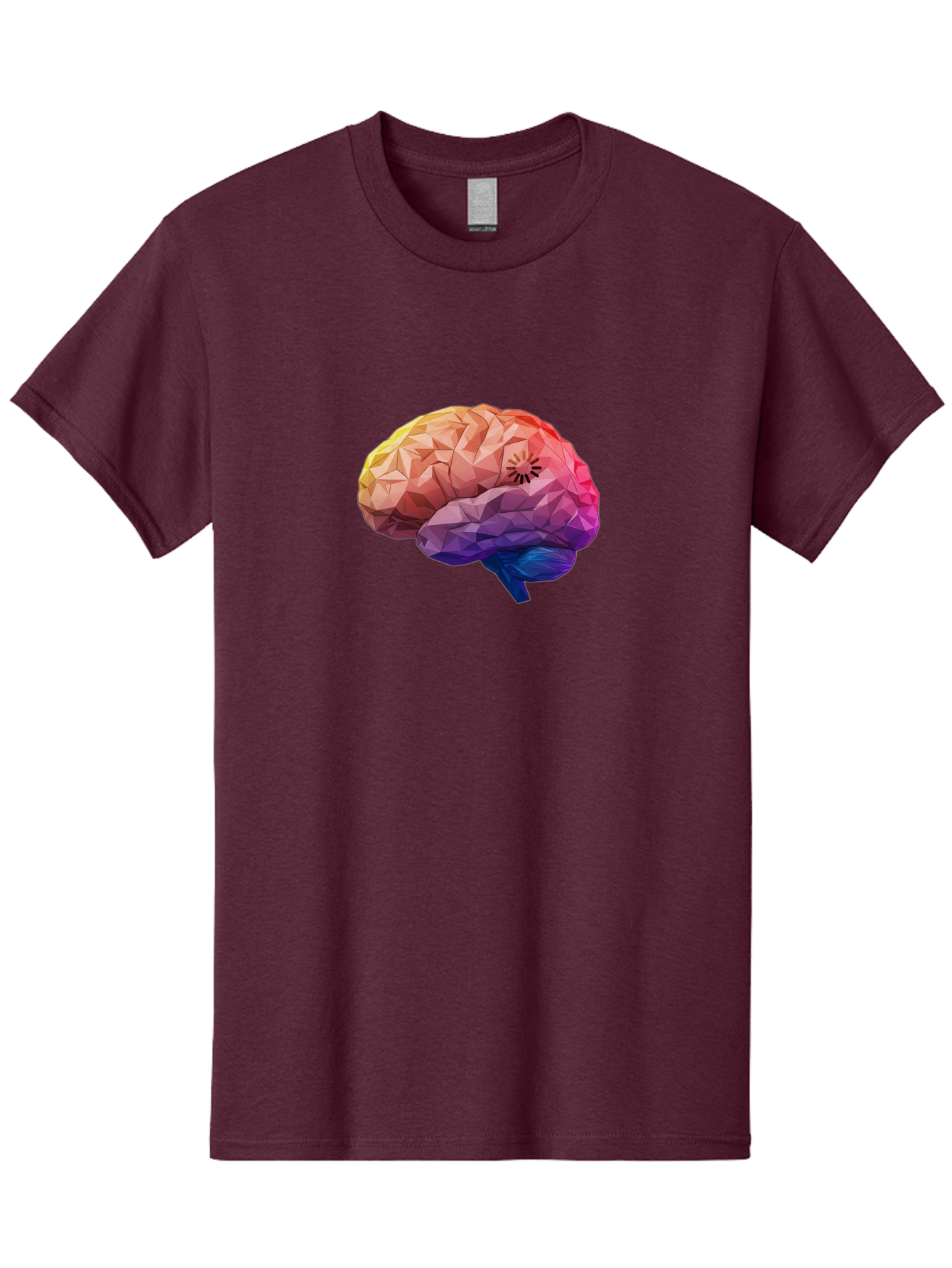 Polygonal-Brain Men'S Graphic Tee, 100% Cotton, Comfortable Casual Summer Wear, Machine Washable, Low Poly Brain, Colorful Brain, 3D Brain Model, Geometric Art, Brain Illustration, Neuroscience, Cognitive Function, Mental Health Awareness, Bab211