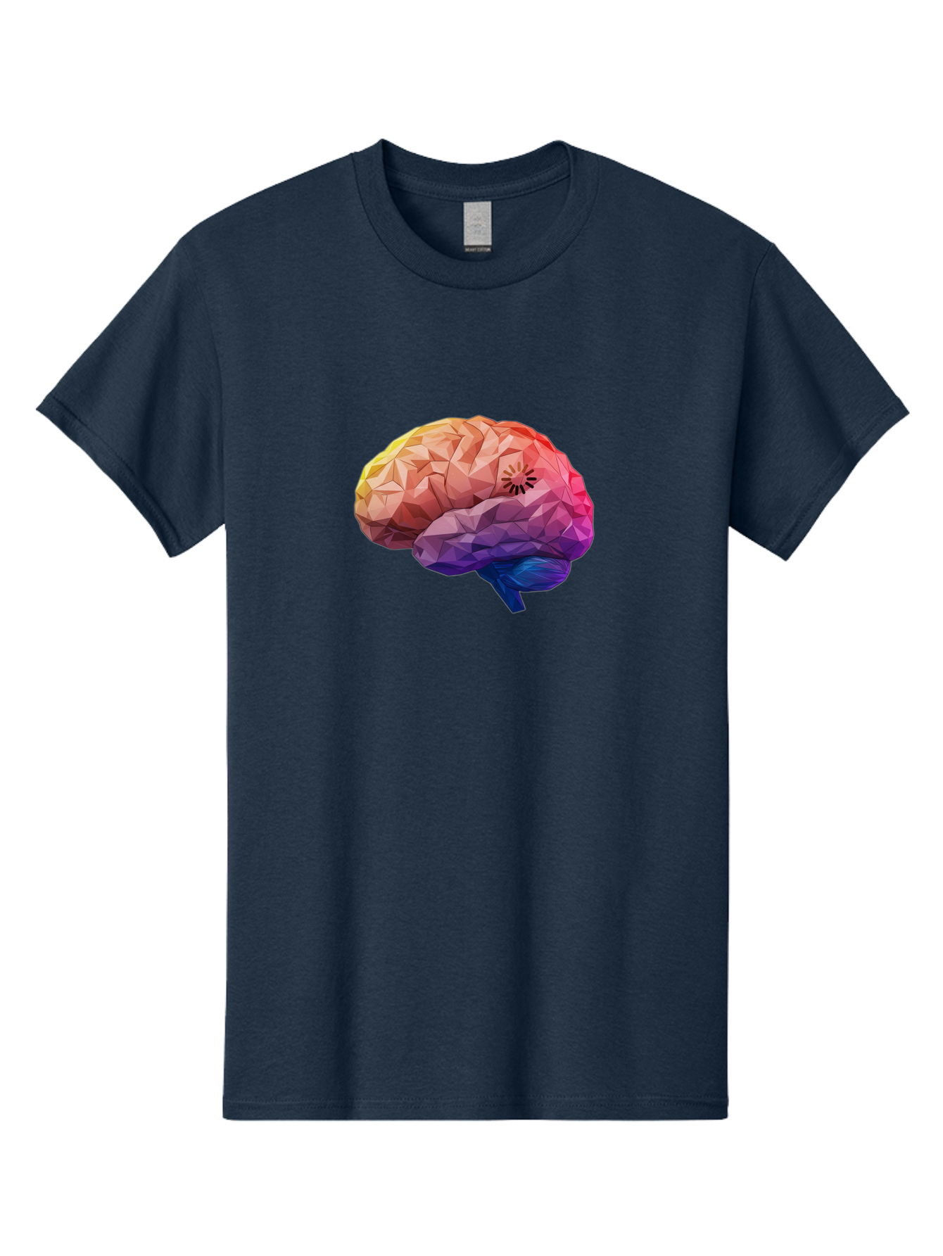 Polygonal-Brain Men'S Graphic Tee, 100% Cotton, Comfortable Casual Summer Wear, Machine Washable, Low Poly Brain, Colorful Brain, 3D Brain Model, Geometric Art, Brain Illustration, Neuroscience, Cognitive Function, Mental Health Awareness, Bab211