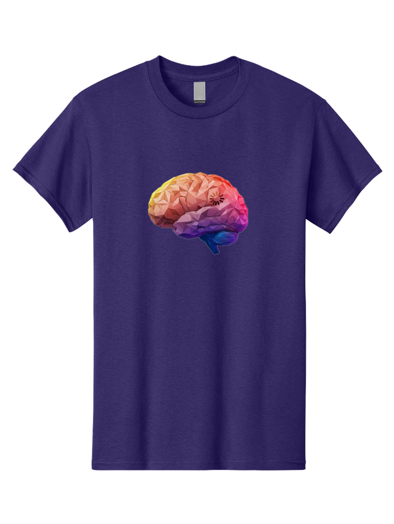 Polygonal-Brain Men'S Graphic Tee, 100% Cotton, Comfortable Casual Summer Wear, Machine Washable, Low Poly Brain, Colorful Brain, 3D Brain Model, Geometric Art, Brain Illustration, Neuroscience, Cognitive Function, Mental Health Awareness, Bab211