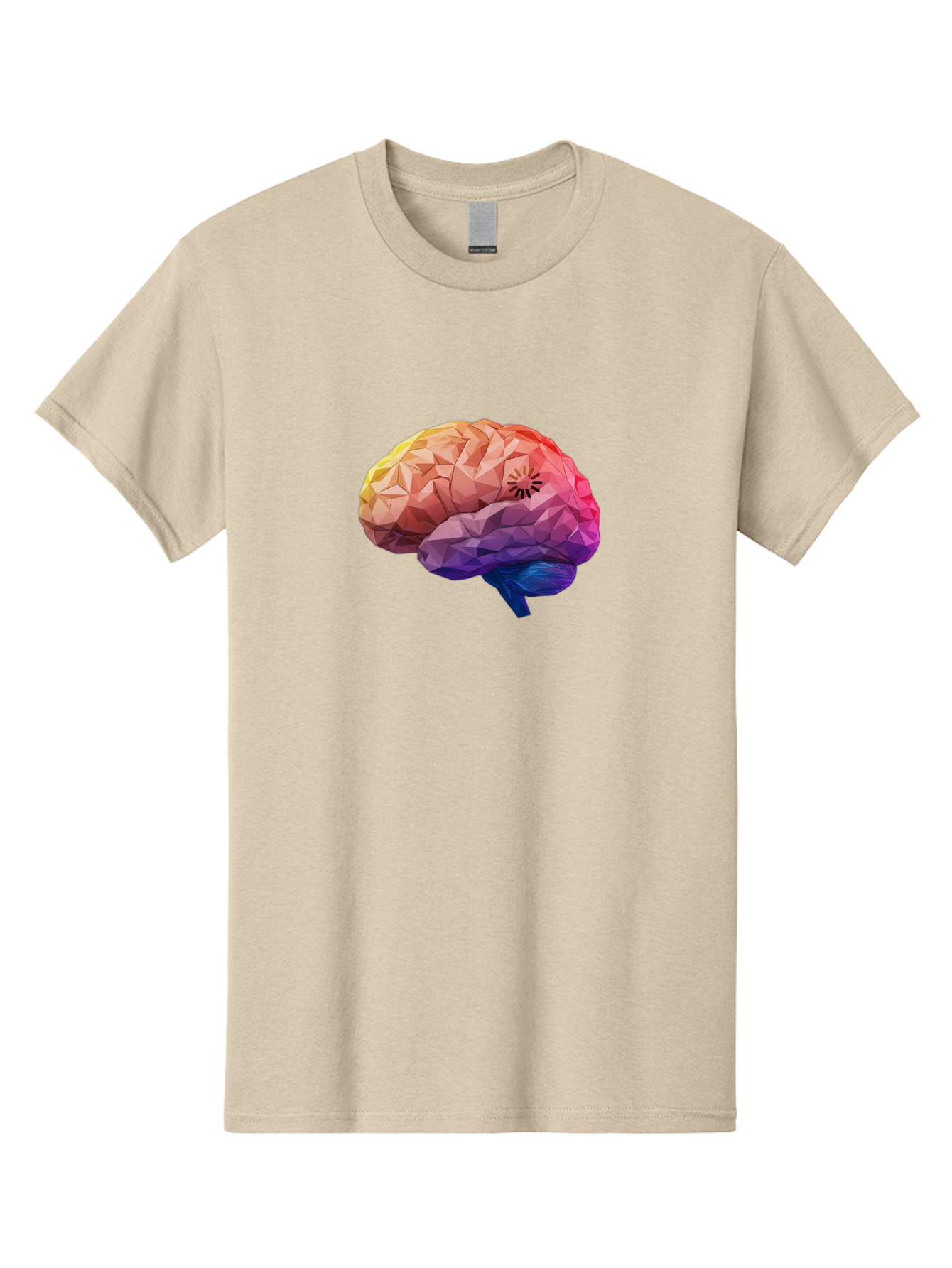 Polygonal-Brain Men'S Graphic Tee, 100% Cotton, Comfortable Casual Summer Wear, Machine Washable, Low Poly Brain, Colorful Brain, 3D Brain Model, Geometric Art, Brain Illustration, Neuroscience, Cognitive Function, Mental Health Awareness, Bab211