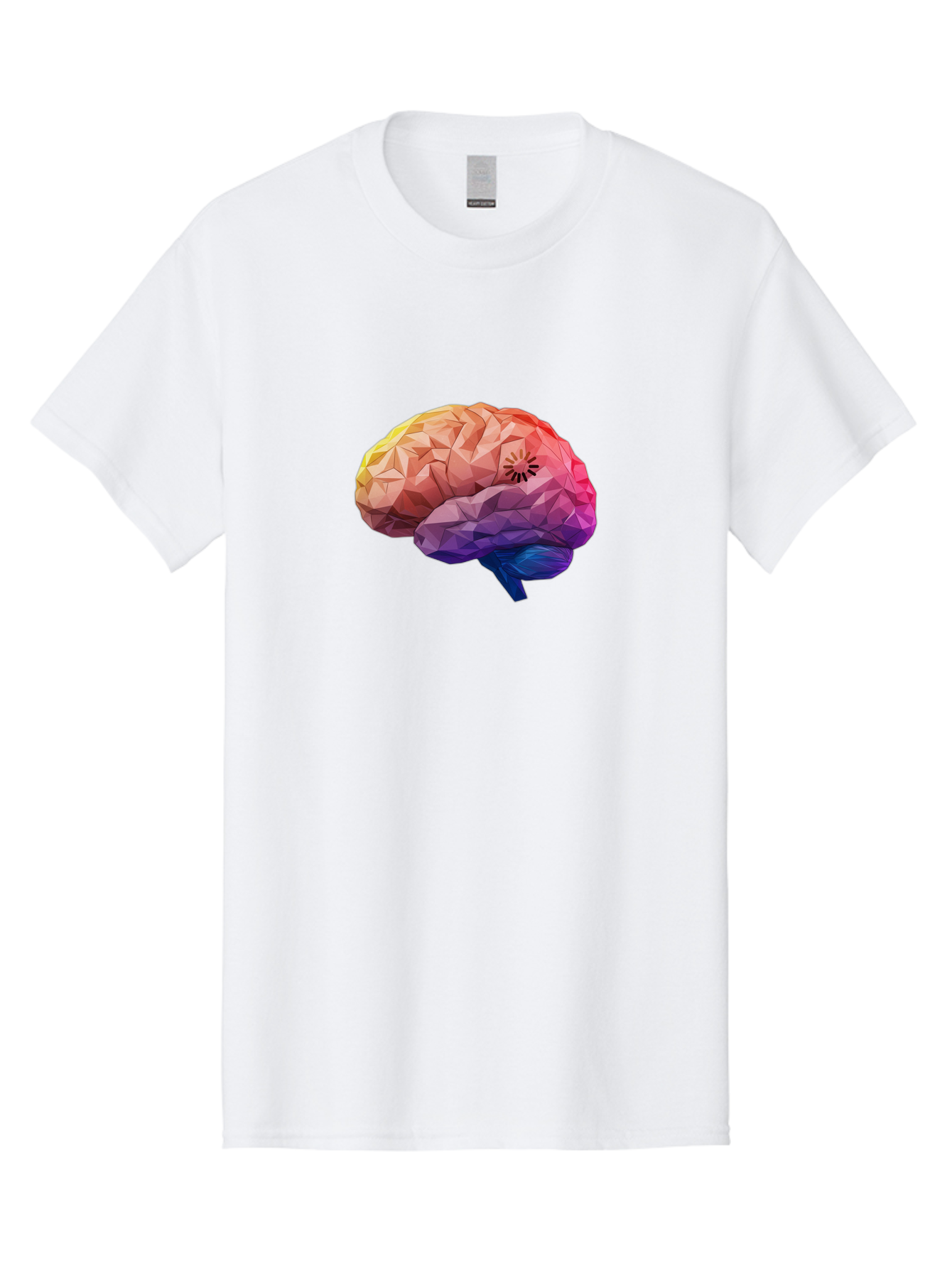 Polygonal-Brain Men'S Graphic Tee, 100% Cotton, Comfortable Casual Summer Wear, Machine Washable, Low Poly Brain, Colorful Brain, 3D Brain Model, Geometric Art, Brain Illustration, Neuroscience, Cognitive Function, Mental Health Awareness, Bab211