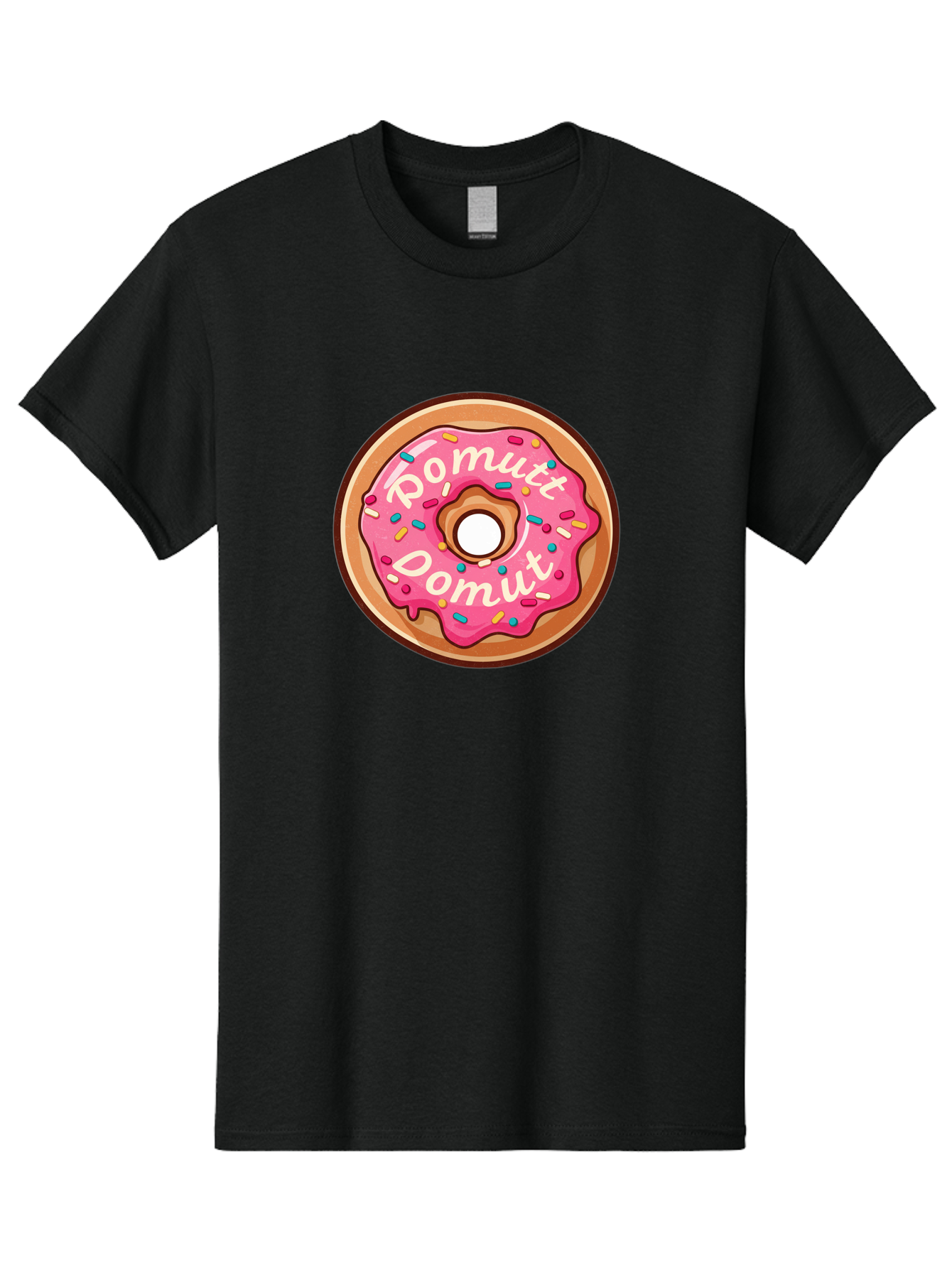 Pomutt-Pomutt-Donut Men'S Graphic Tee, 100% Cotton, Comfortable Casual Summer Wear, Machine Washable, Pink Frosted Donut, Donut With Sprinkles, Sweet Treat, Tasty Dessert, Colorful Donut, Pomutt Pomutt, Donut Illustration, Donut Art Bab212