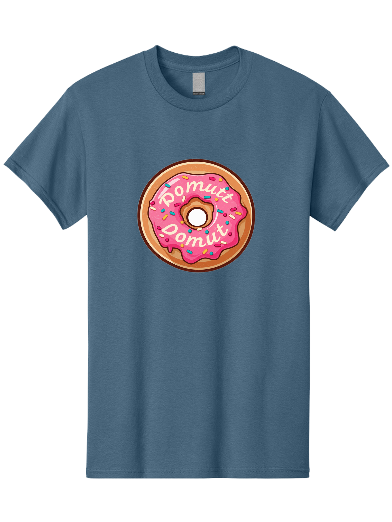 Pomutt-Pomutt-Donut Men'S Graphic Tee, 100% Cotton, Comfortable Casual Summer Wear, Machine Washable, Pink Frosted Donut, Donut With Sprinkles, Sweet Treat, Tasty Dessert, Colorful Donut, Pomutt Pomutt, Donut Illustration, Donut Art Bab212