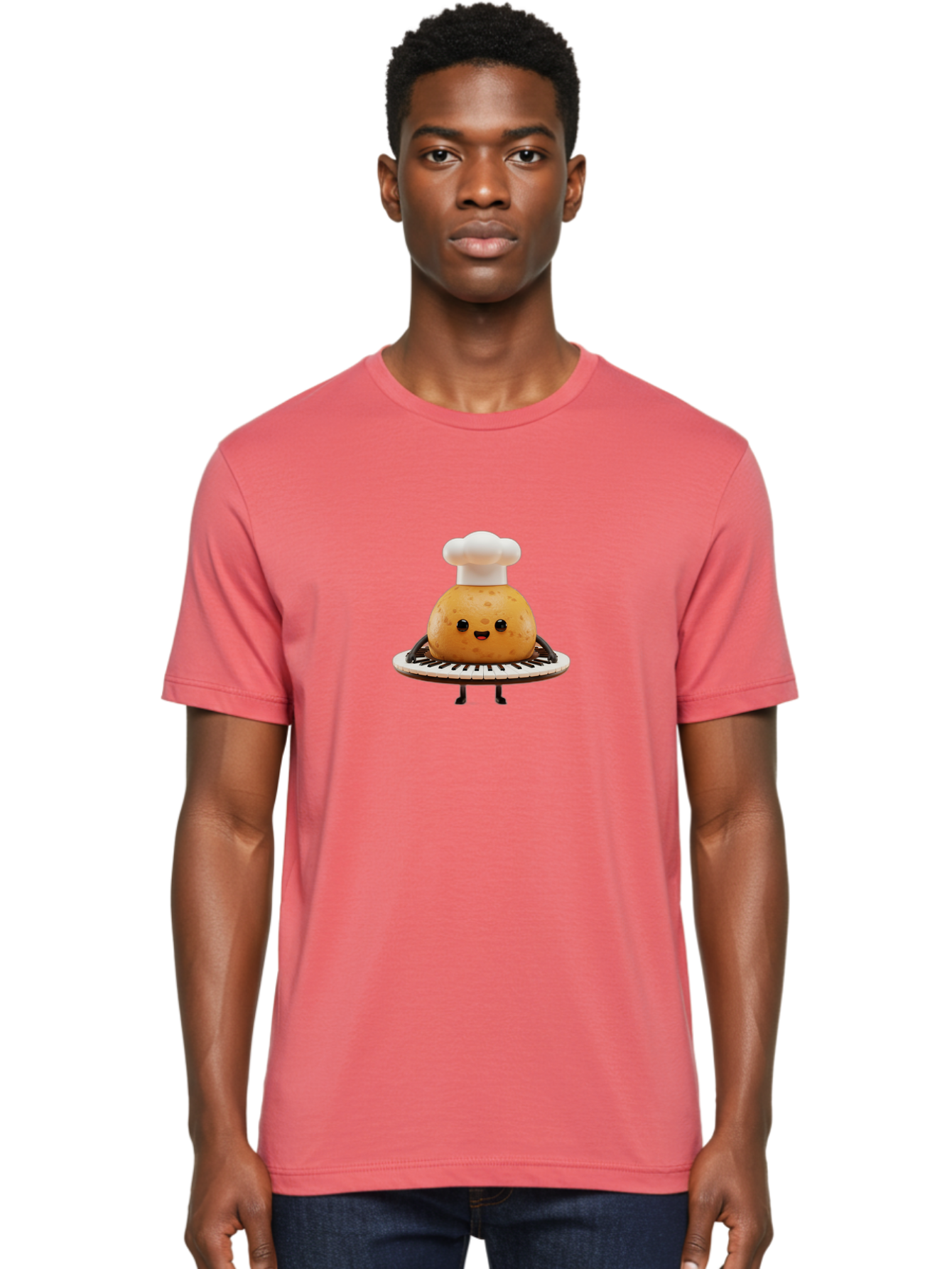 Potato-Chef Men'S Graphic Tee, 100% Cotton, Comfortable Casual Summer Wear, Machine Washable, Potato Character, Chef Hat, Kitchen Appliance, Playful Illustration, Cartoon Food, Cooking Theme, Whimsical Design, Funny Kitchen, Digital Art Bab215