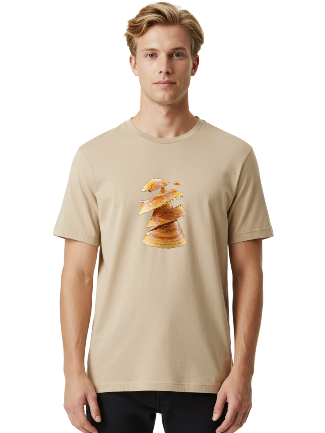 Potato-Chips-Tree Men'S Graphic Tee, 100% Cotton, Comfortable Casual Summer Wear, Machine Washable, Potato Chips Forming A Christmas Tree, Crispy Snack, Savory Delight, Crunchy Texture, Stack Of Chips, Festive Snack, Food Art, Bab216