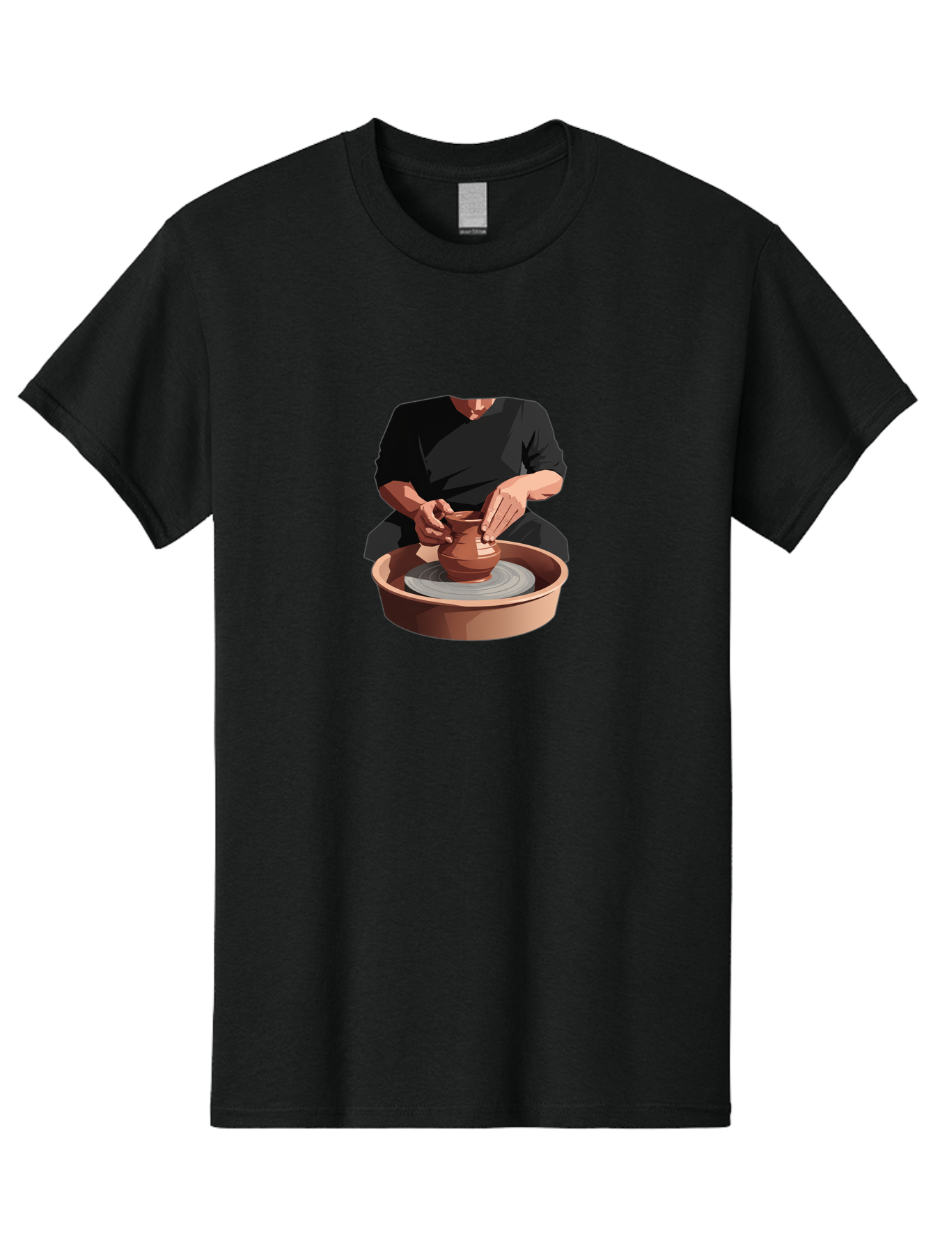 Potter-At-Work-1 Men'S Graphic Tee, 100% Cotton, Comfortable Casual Summer Wear, Machine Washable, Potter Shaping Clay Pot, Pottery Wheel In Action, Pottery Making Process, Hands-On Craftsmanship, Clay Vessel Creation, Artistic Expression, Bab219
