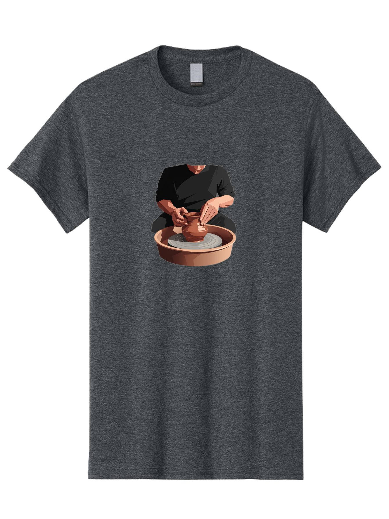 Potter-At-Work-1 Men'S Graphic Tee, 100% Cotton, Comfortable Casual Summer Wear, Machine Washable, Potter Shaping Clay Pot, Pottery Wheel In Action, Pottery Making Process, Hands-On Craftsmanship, Clay Vessel Creation, Artistic Expression, Bab219