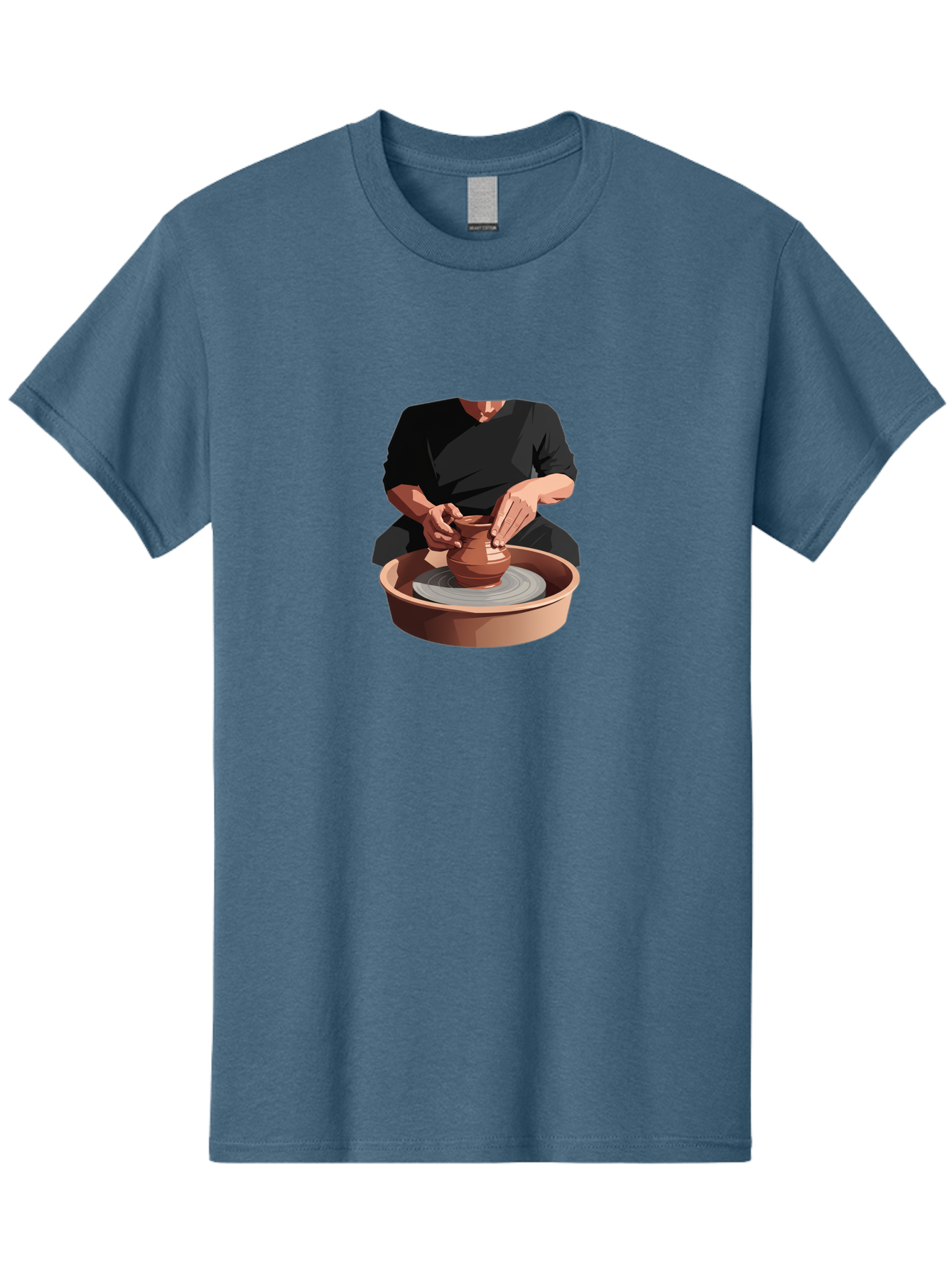 Potter-At-Work-1 Men'S Graphic Tee, 100% Cotton, Comfortable Casual Summer Wear, Machine Washable, Potter Shaping Clay Pot, Pottery Wheel In Action, Pottery Making Process, Hands-On Craftsmanship, Clay Vessel Creation, Artistic Expression, Bab219