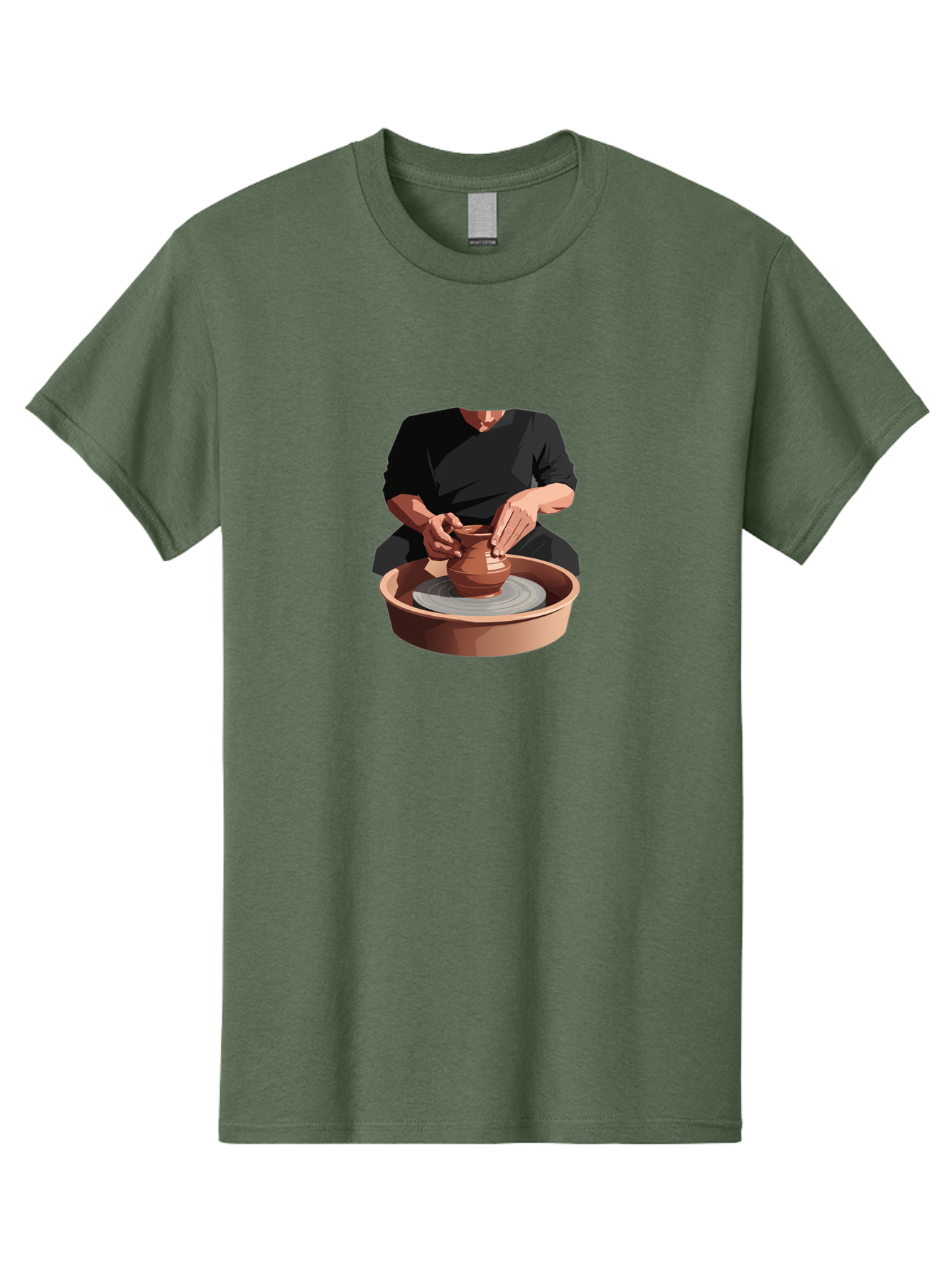 Potter-At-Work-1 Men'S Graphic Tee, 100% Cotton, Comfortable Casual Summer Wear, Machine Washable, Potter Shaping Clay Pot, Pottery Wheel In Action, Pottery Making Process, Hands-On Craftsmanship, Clay Vessel Creation, Artistic Expression, Bab219