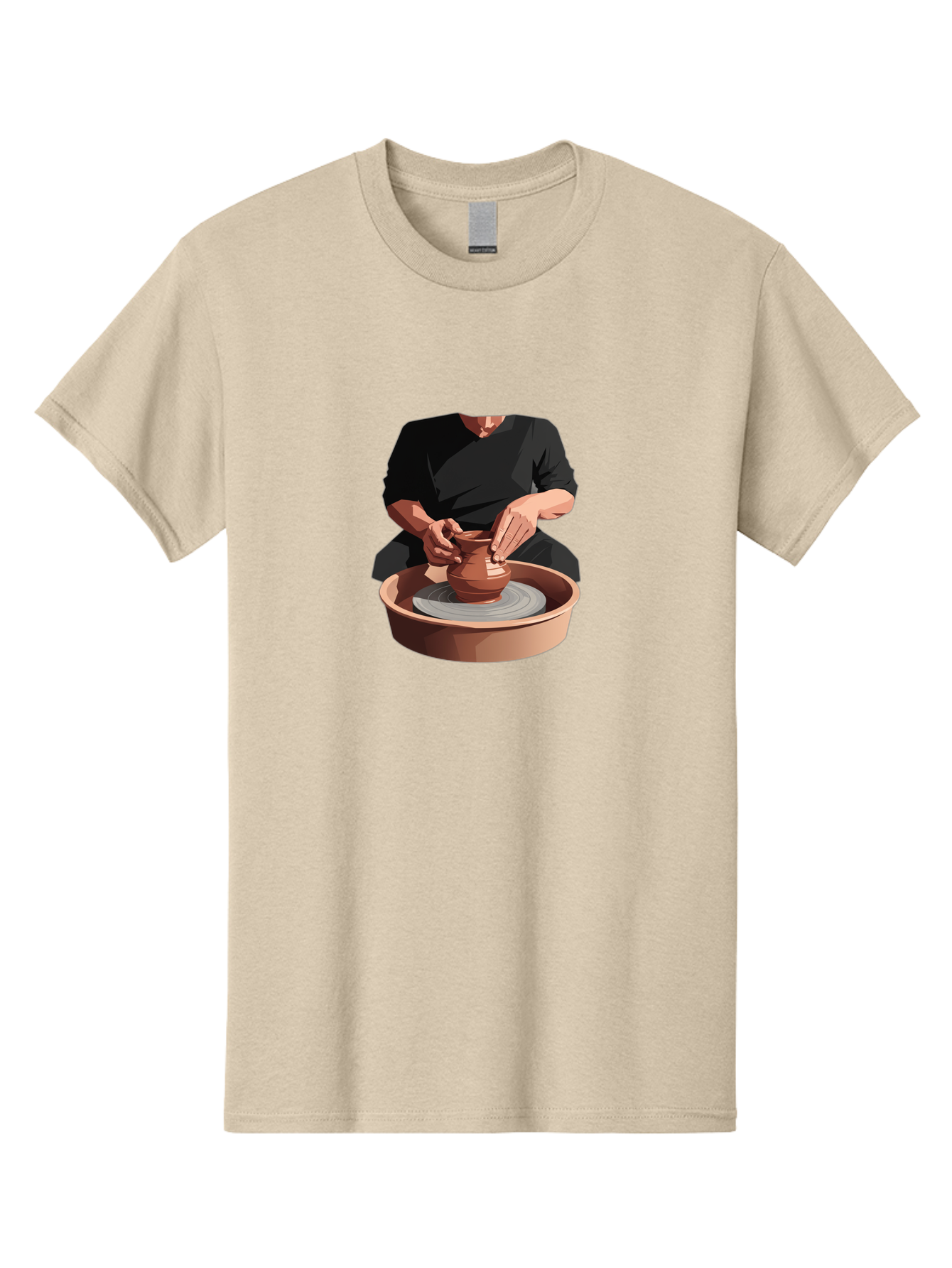 Potter-At-Work-1 Men'S Graphic Tee, 100% Cotton, Comfortable Casual Summer Wear, Machine Washable, Potter Shaping Clay Pot, Pottery Wheel In Action, Pottery Making Process, Hands-On Craftsmanship, Clay Vessel Creation, Artistic Expression, Bab219