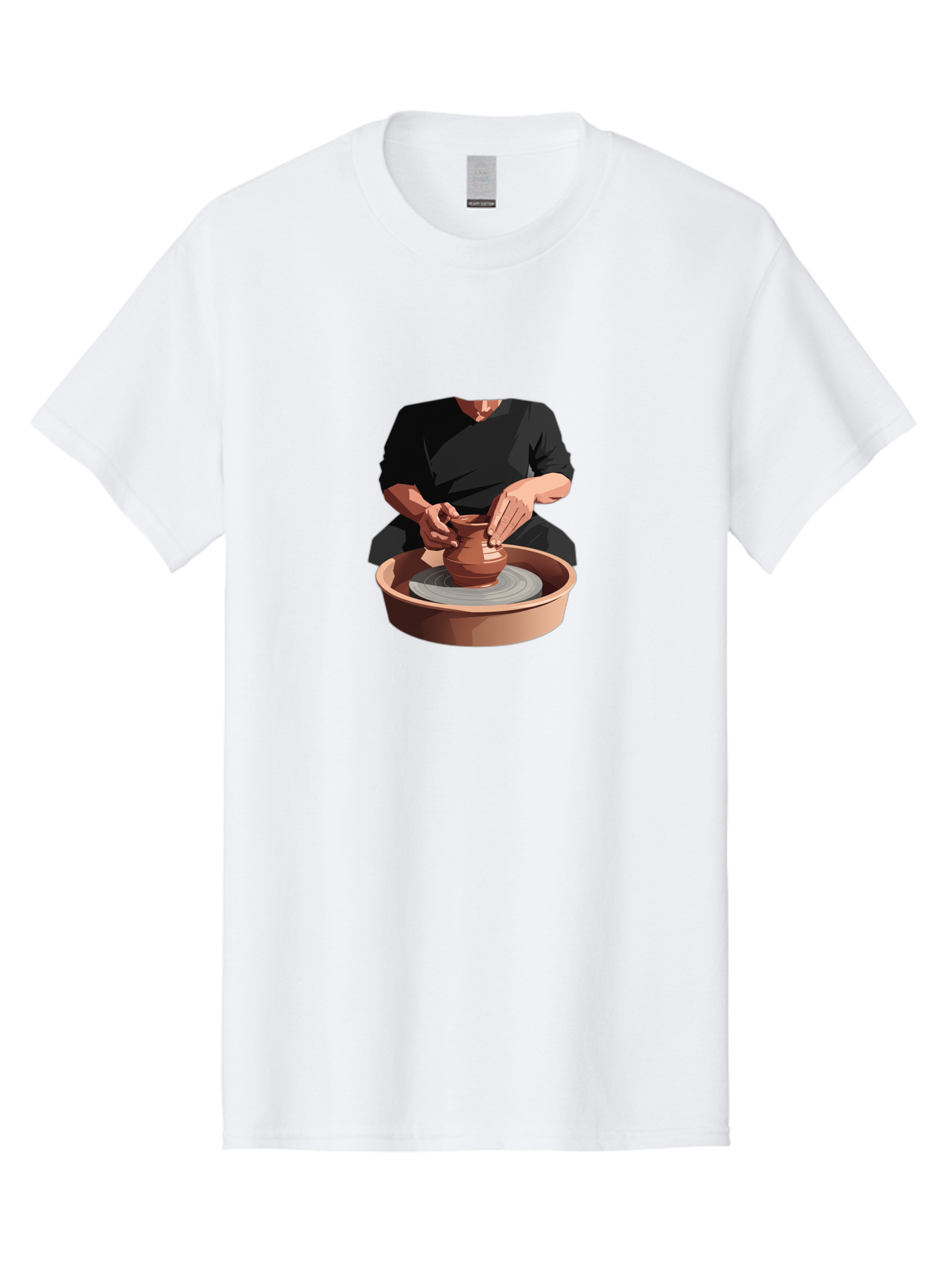Potter-At-Work-1 Men'S Graphic Tee, 100% Cotton, Comfortable Casual Summer Wear, Machine Washable, Potter Shaping Clay Pot, Pottery Wheel In Action, Pottery Making Process, Hands-On Craftsmanship, Clay Vessel Creation, Artistic Expression, Bab219