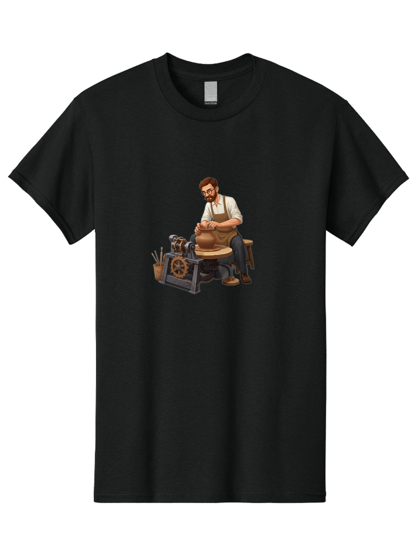Potter-At-Work-10 Men'S Graphic Tee, 100% Cotton, Comfortable Casual Summer Wear, Machine Washable, Potter Creating Ceramics, Pottery Wheel In Action, Clay Vessel Being Shaped, Artisan At Work, Creative Process, Skilled Craftsmanship, Bab220