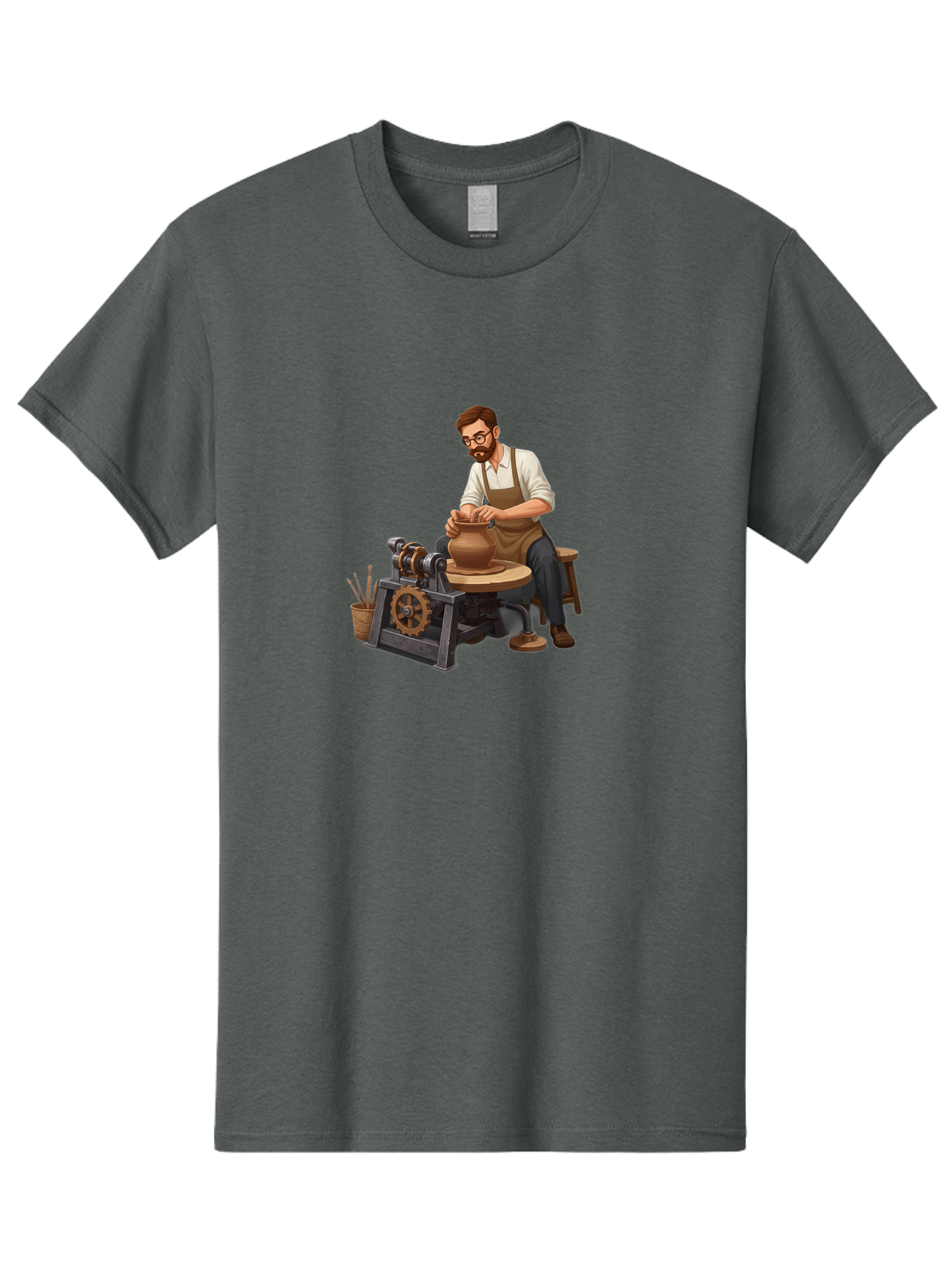 Potter-At-Work-10 Men'S Graphic Tee, 100% Cotton, Comfortable Casual Summer Wear, Machine Washable, Potter Creating Ceramics, Pottery Wheel In Action, Clay Vessel Being Shaped, Artisan At Work, Creative Process, Skilled Craftsmanship, Bab220