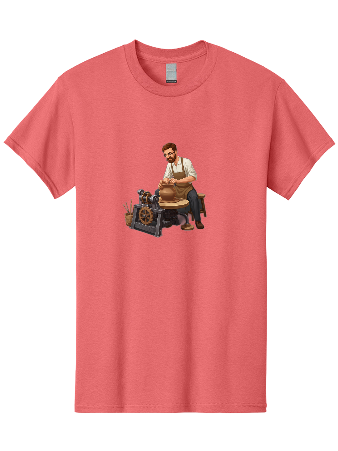 Potter-At-Work-10 Men'S Graphic Tee, 100% Cotton, Comfortable Casual Summer Wear, Machine Washable, Potter Creating Ceramics, Pottery Wheel In Action, Clay Vessel Being Shaped, Artisan At Work, Creative Process, Skilled Craftsmanship, Bab220