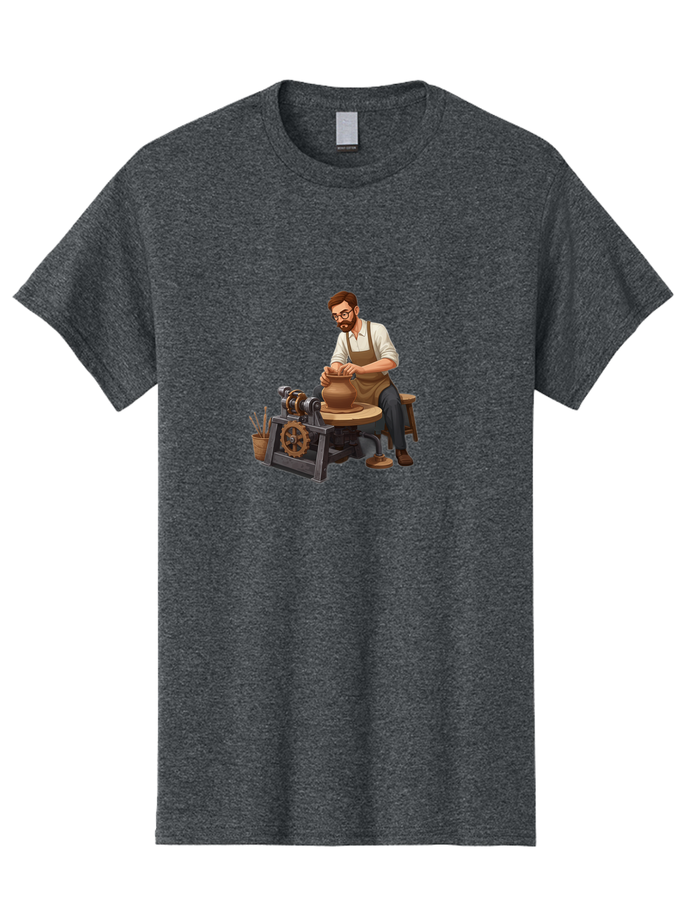 Potter-At-Work-10 Men'S Graphic Tee, 100% Cotton, Comfortable Casual Summer Wear, Machine Washable, Potter Creating Ceramics, Pottery Wheel In Action, Clay Vessel Being Shaped, Artisan At Work, Creative Process, Skilled Craftsmanship, Bab220