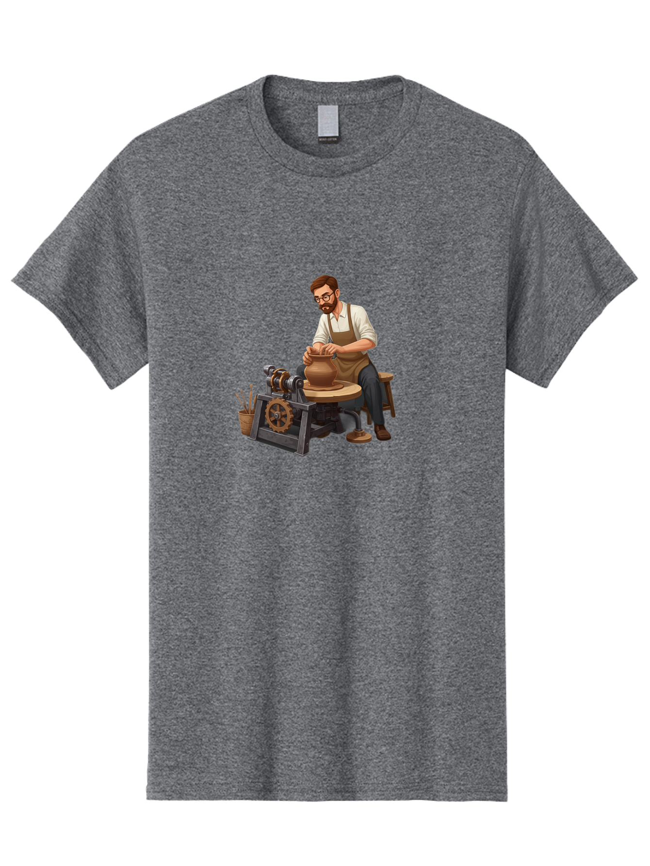 Potter-At-Work-10 Men'S Graphic Tee, 100% Cotton, Comfortable Casual Summer Wear, Machine Washable, Potter Creating Ceramics, Pottery Wheel In Action, Clay Vessel Being Shaped, Artisan At Work, Creative Process, Skilled Craftsmanship, Bab220