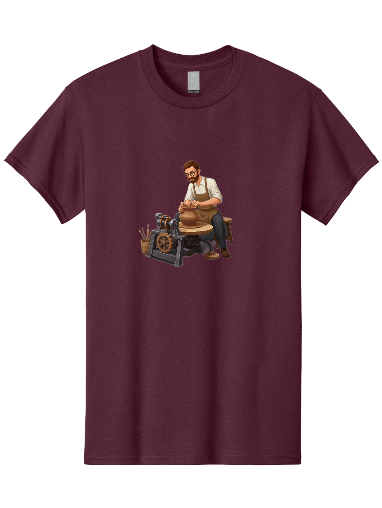 Potter-At-Work-10 Men'S Graphic Tee, 100% Cotton, Comfortable Casual Summer Wear, Machine Washable, Potter Creating Ceramics, Pottery Wheel In Action, Clay Vessel Being Shaped, Artisan At Work, Creative Process, Skilled Craftsmanship, Bab220