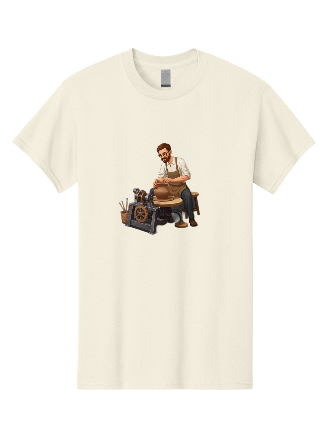 Potter-At-Work-10 Men'S Graphic Tee, 100% Cotton, Comfortable Casual Summer Wear, Machine Washable, Potter Creating Ceramics, Pottery Wheel In Action, Clay Vessel Being Shaped, Artisan At Work, Creative Process, Skilled Craftsmanship, Bab220