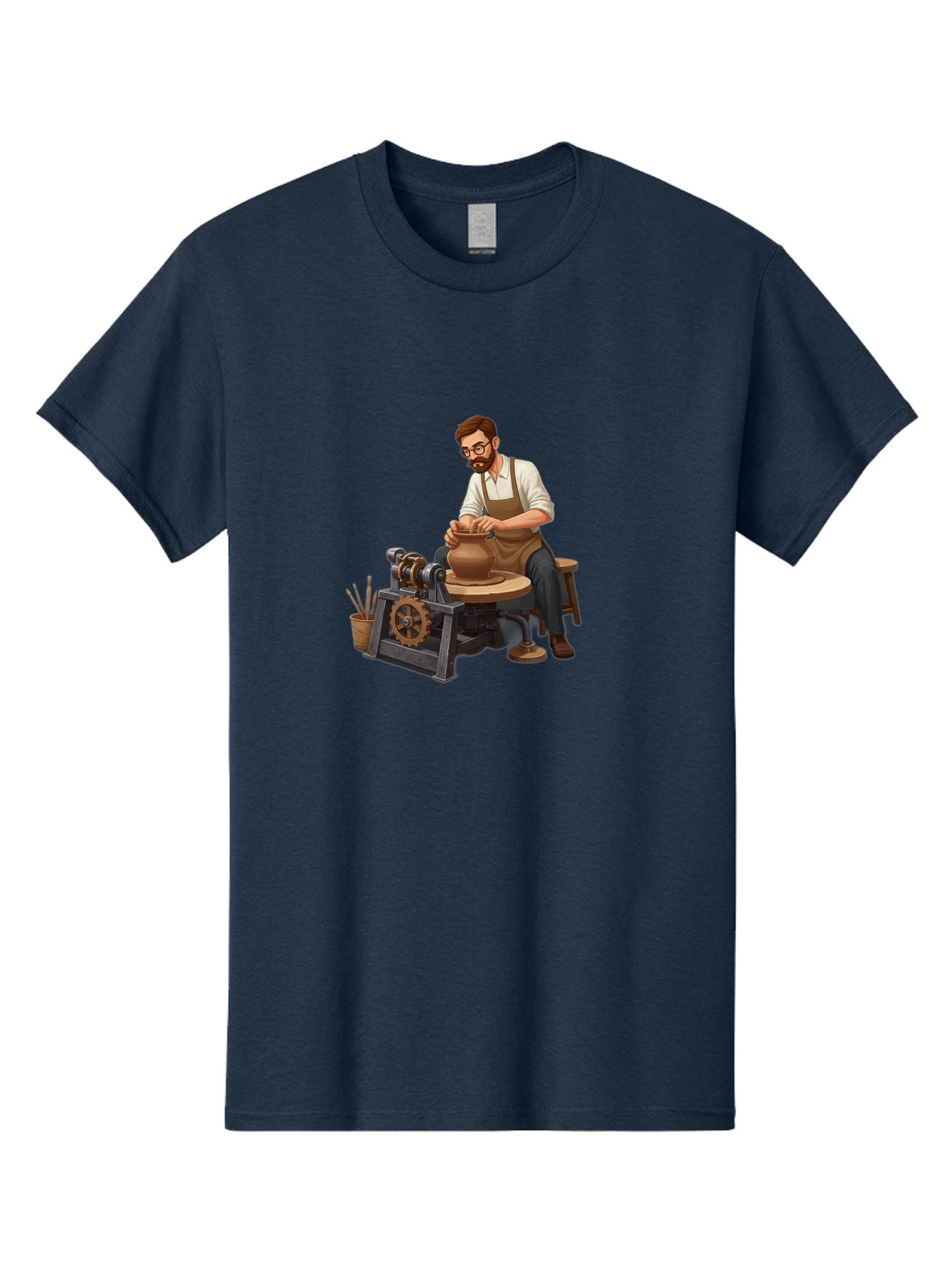 Potter-At-Work-10 Men'S Graphic Tee, 100% Cotton, Comfortable Casual Summer Wear, Machine Washable, Potter Creating Ceramics, Pottery Wheel In Action, Clay Vessel Being Shaped, Artisan At Work, Creative Process, Skilled Craftsmanship, Bab220