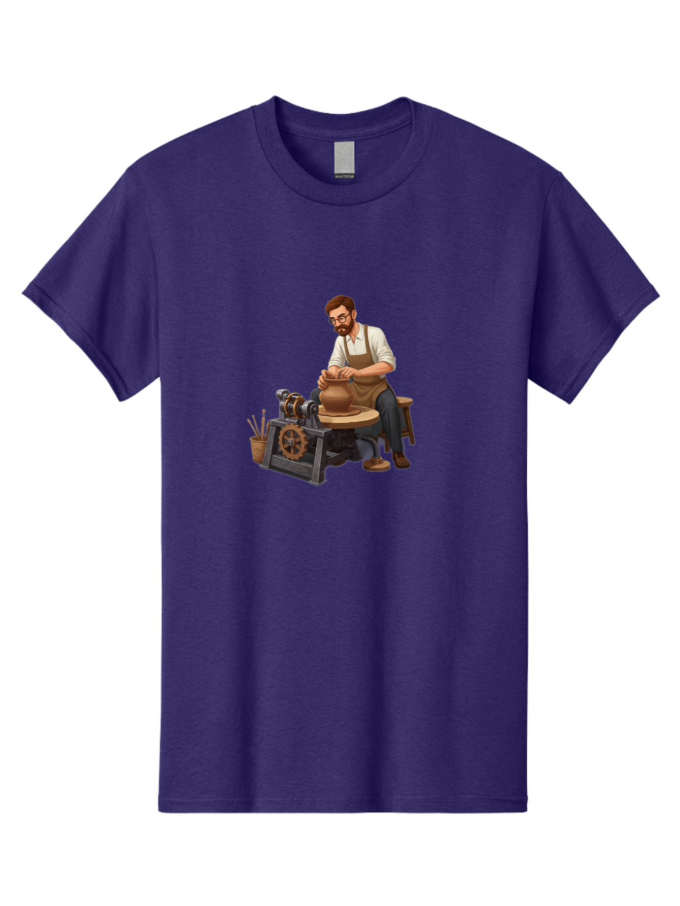 Potter-At-Work-10 Men'S Graphic Tee, 100% Cotton, Comfortable Casual Summer Wear, Machine Washable, Potter Creating Ceramics, Pottery Wheel In Action, Clay Vessel Being Shaped, Artisan At Work, Creative Process, Skilled Craftsmanship, Bab220