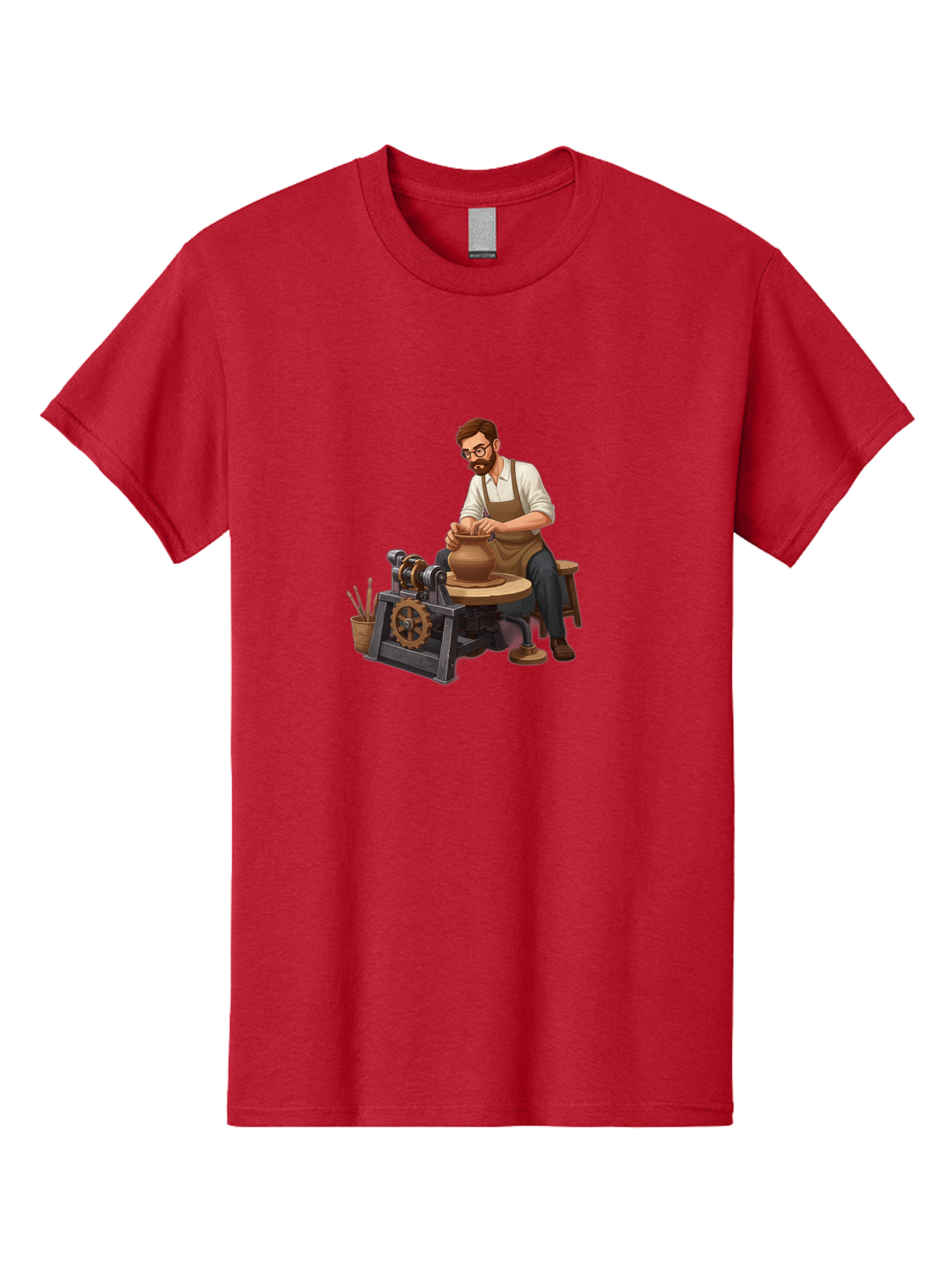 Potter-At-Work-10 Men'S Graphic Tee, 100% Cotton, Comfortable Casual Summer Wear, Machine Washable, Potter Creating Ceramics, Pottery Wheel In Action, Clay Vessel Being Shaped, Artisan At Work, Creative Process, Skilled Craftsmanship, Bab220
