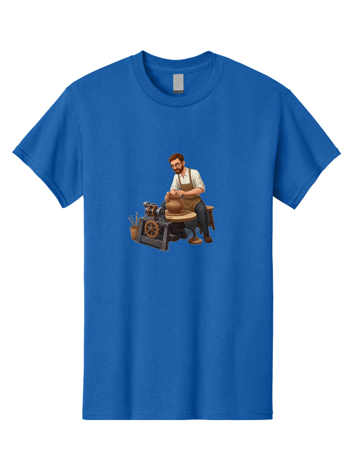Potter-At-Work-10 Men'S Graphic Tee, 100% Cotton, Comfortable Casual Summer Wear, Machine Washable, Potter Creating Ceramics, Pottery Wheel In Action, Clay Vessel Being Shaped, Artisan At Work, Creative Process, Skilled Craftsmanship, Bab220