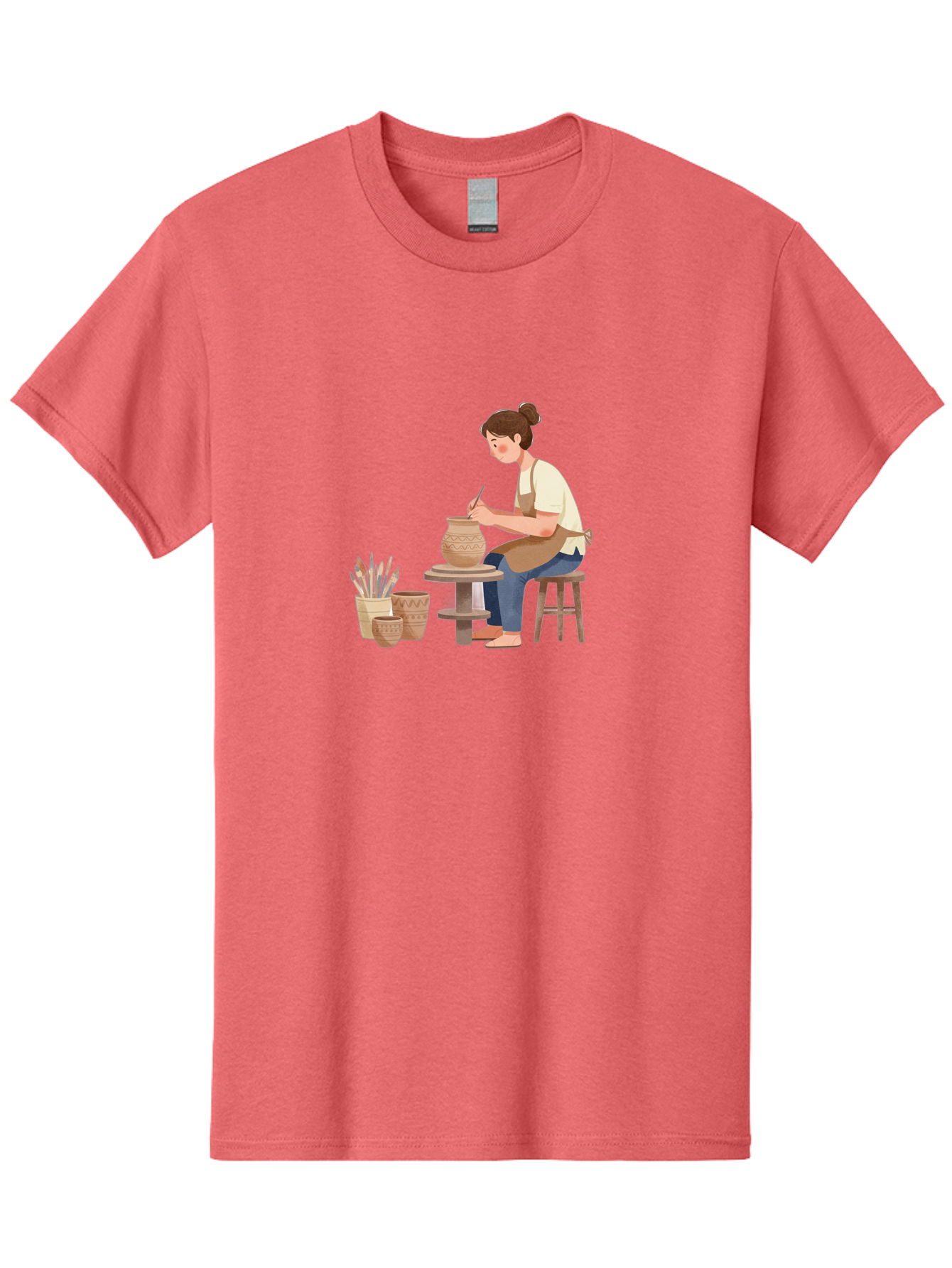 Potter-At-Work-2 Men'S Graphic Tee, 100% Cotton, Comfortable Casual Summer Wear, Machine Washable, Pottery Wheel, Clay Vase, Artistic Creation, Hand-Painted Ceramics, Artisan At Work, Creative Process, Pottery Tools, Decorative Pottery, Bab221