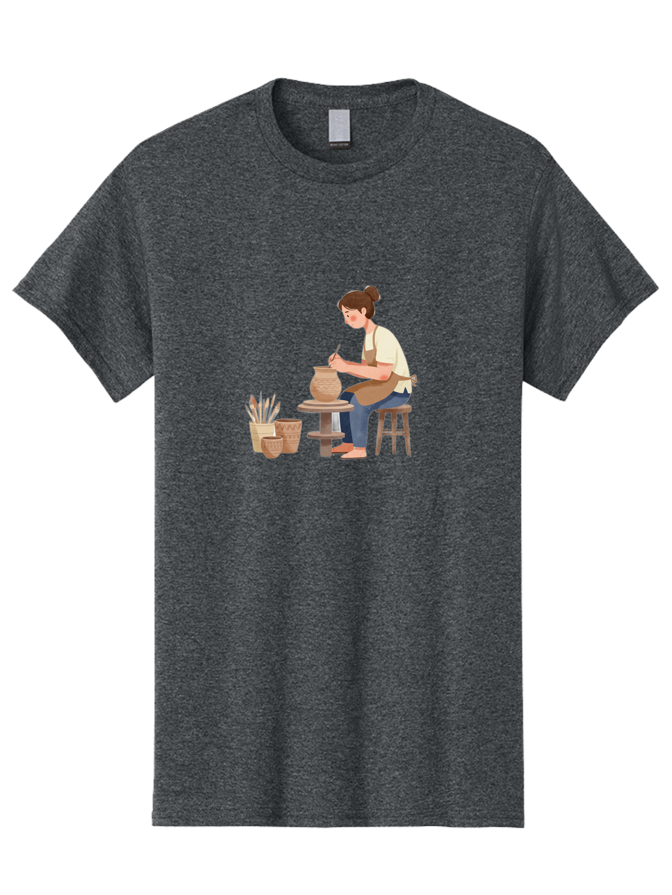 Potter-At-Work-2 Men'S Graphic Tee, 100% Cotton, Comfortable Casual Summer Wear, Machine Washable, Pottery Wheel, Clay Vase, Artistic Creation, Hand-Painted Ceramics, Artisan At Work, Creative Process, Pottery Tools, Decorative Pottery, Bab221