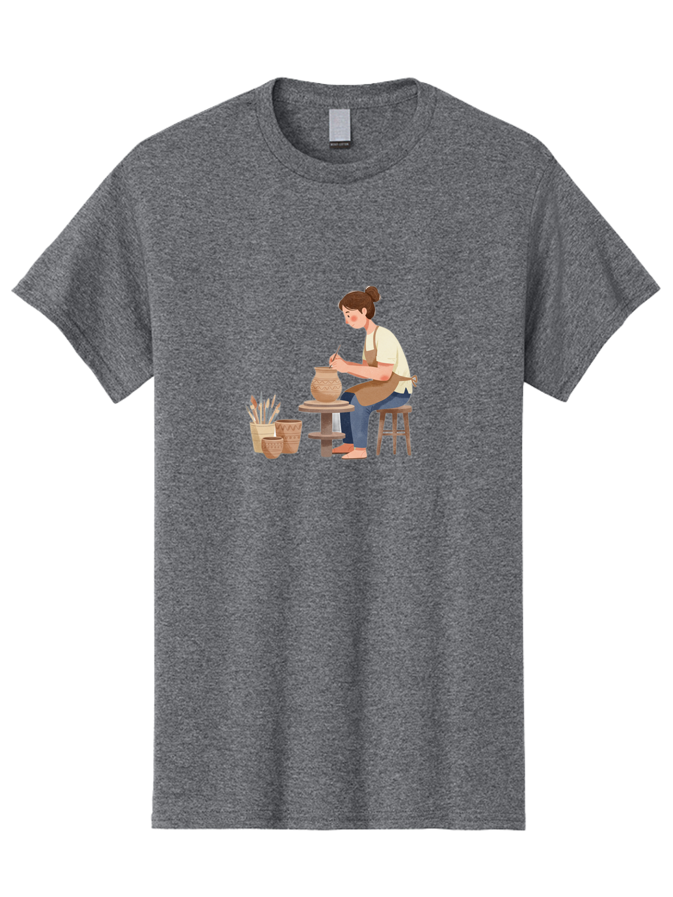 Potter-At-Work-2 Men'S Graphic Tee, 100% Cotton, Comfortable Casual Summer Wear, Machine Washable, Pottery Wheel, Clay Vase, Artistic Creation, Hand-Painted Ceramics, Artisan At Work, Creative Process, Pottery Tools, Decorative Pottery, Bab221