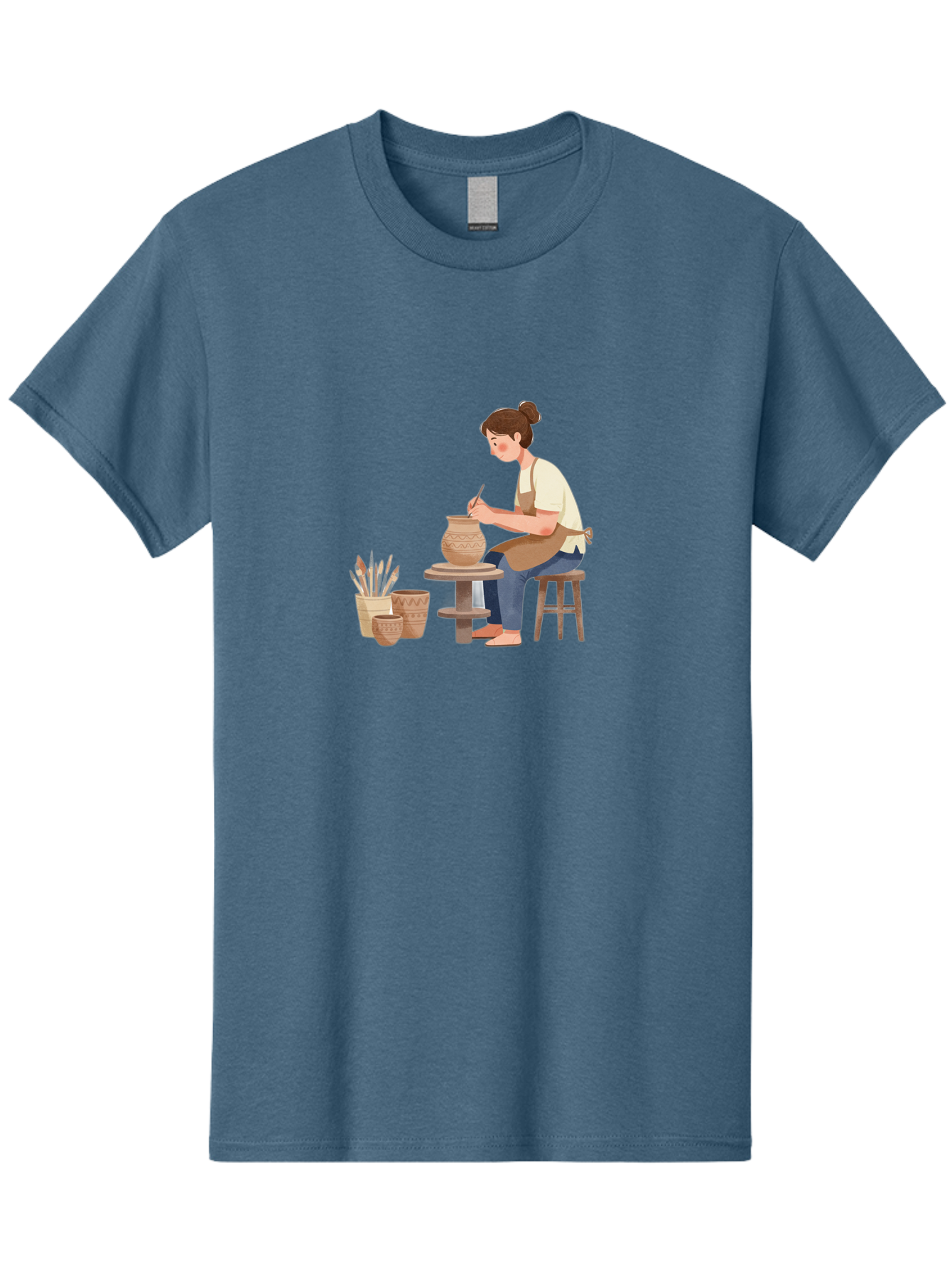 Potter-At-Work-2 Men'S Graphic Tee, 100% Cotton, Comfortable Casual Summer Wear, Machine Washable, Pottery Wheel, Clay Vase, Artistic Creation, Hand-Painted Ceramics, Artisan At Work, Creative Process, Pottery Tools, Decorative Pottery, Bab221