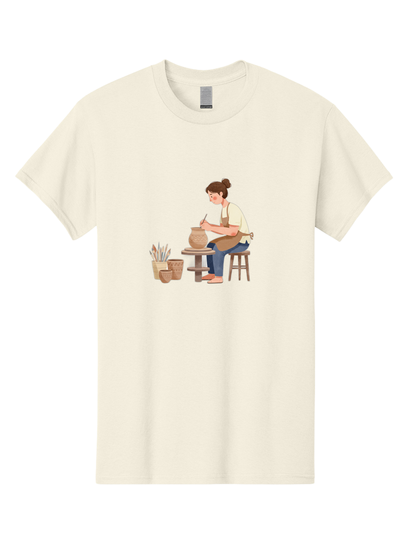 Potter-At-Work-2 Men'S Graphic Tee, 100% Cotton, Comfortable Casual Summer Wear, Machine Washable, Pottery Wheel, Clay Vase, Artistic Creation, Hand-Painted Ceramics, Artisan At Work, Creative Process, Pottery Tools, Decorative Pottery, Bab221