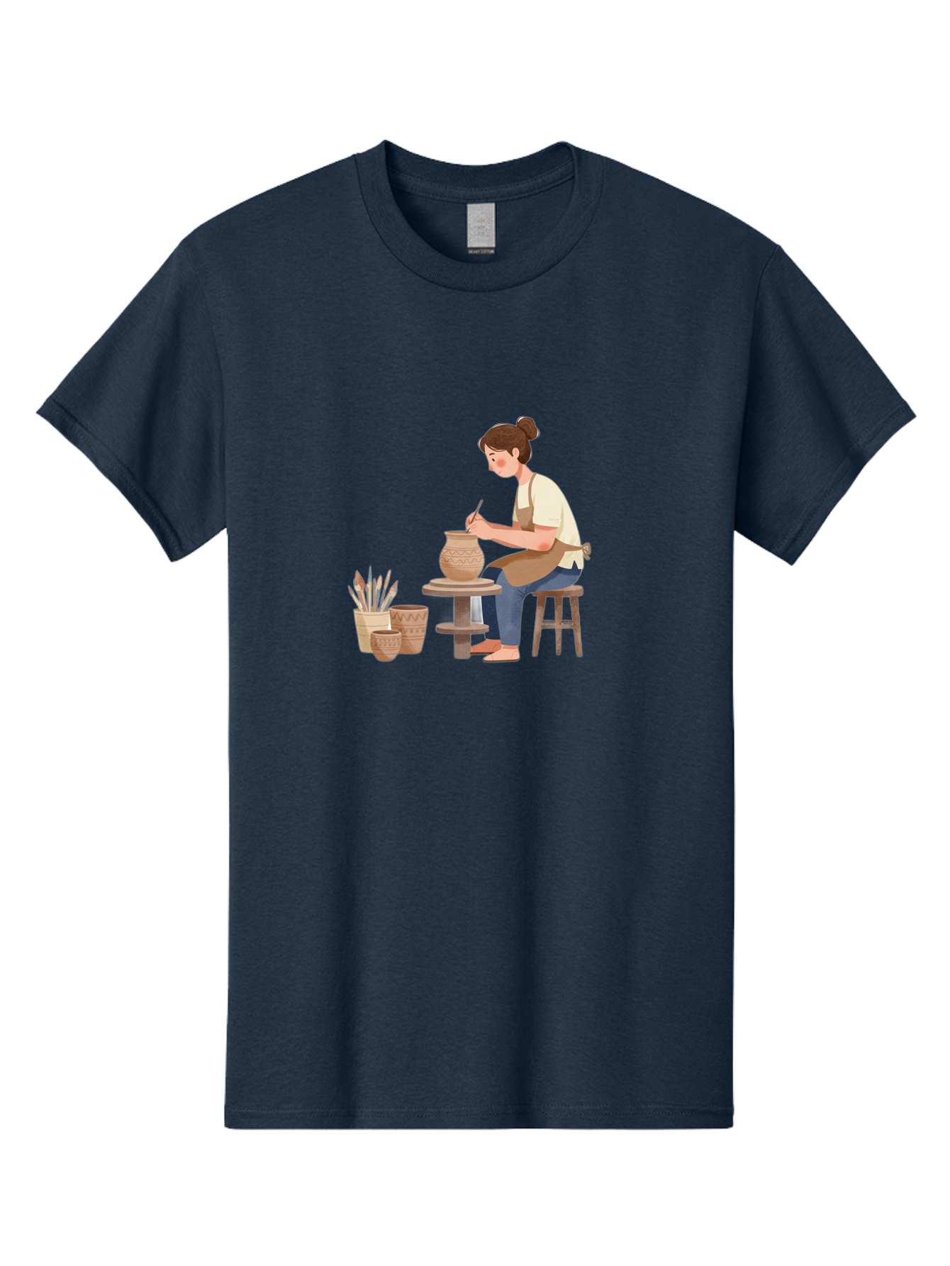 Potter-At-Work-2 Men'S Graphic Tee, 100% Cotton, Comfortable Casual Summer Wear, Machine Washable, Pottery Wheel, Clay Vase, Artistic Creation, Hand-Painted Ceramics, Artisan At Work, Creative Process, Pottery Tools, Decorative Pottery, Bab221
