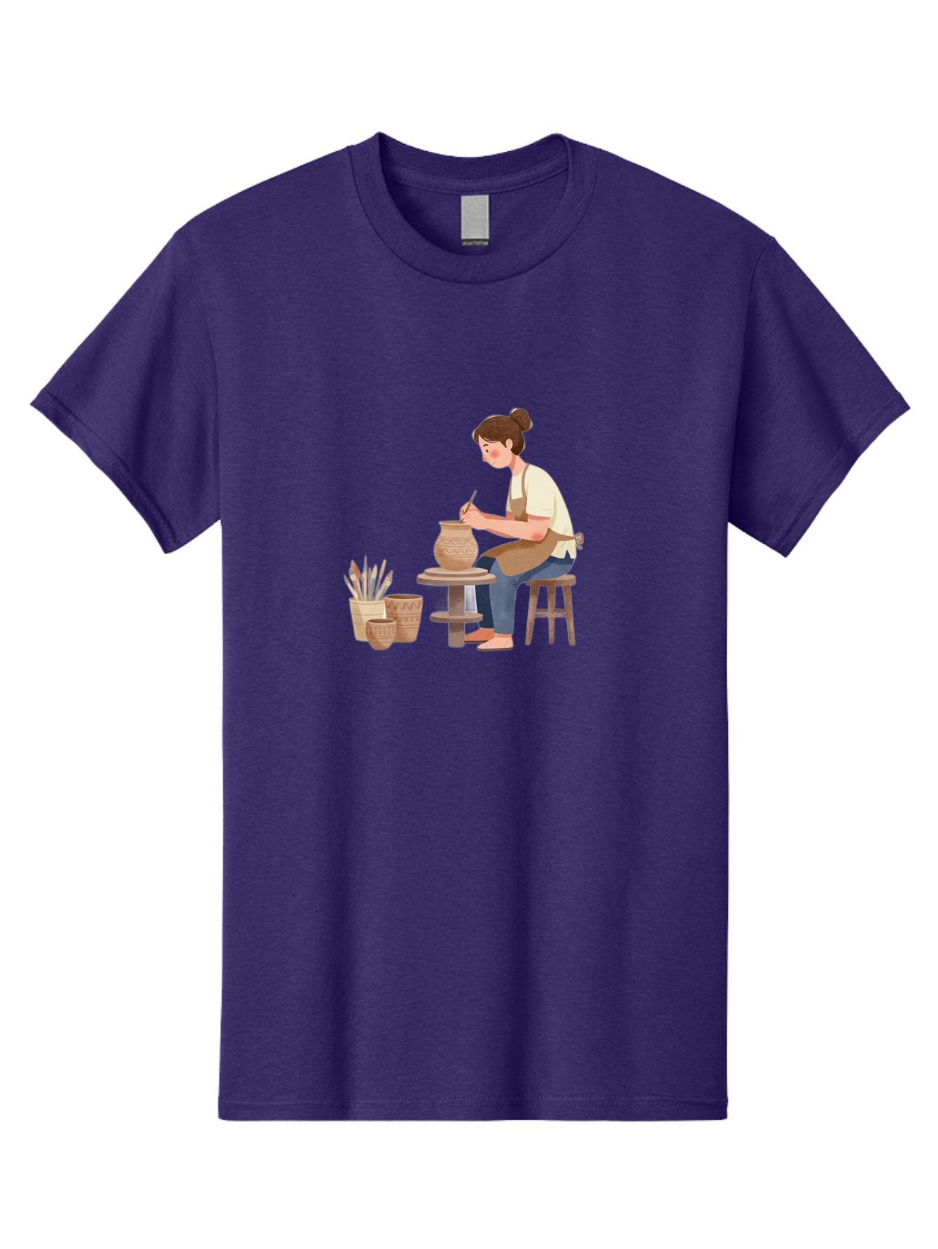 Potter-At-Work-2 Men'S Graphic Tee, 100% Cotton, Comfortable Casual Summer Wear, Machine Washable, Pottery Wheel, Clay Vase, Artistic Creation, Hand-Painted Ceramics, Artisan At Work, Creative Process, Pottery Tools, Decorative Pottery, Bab221
