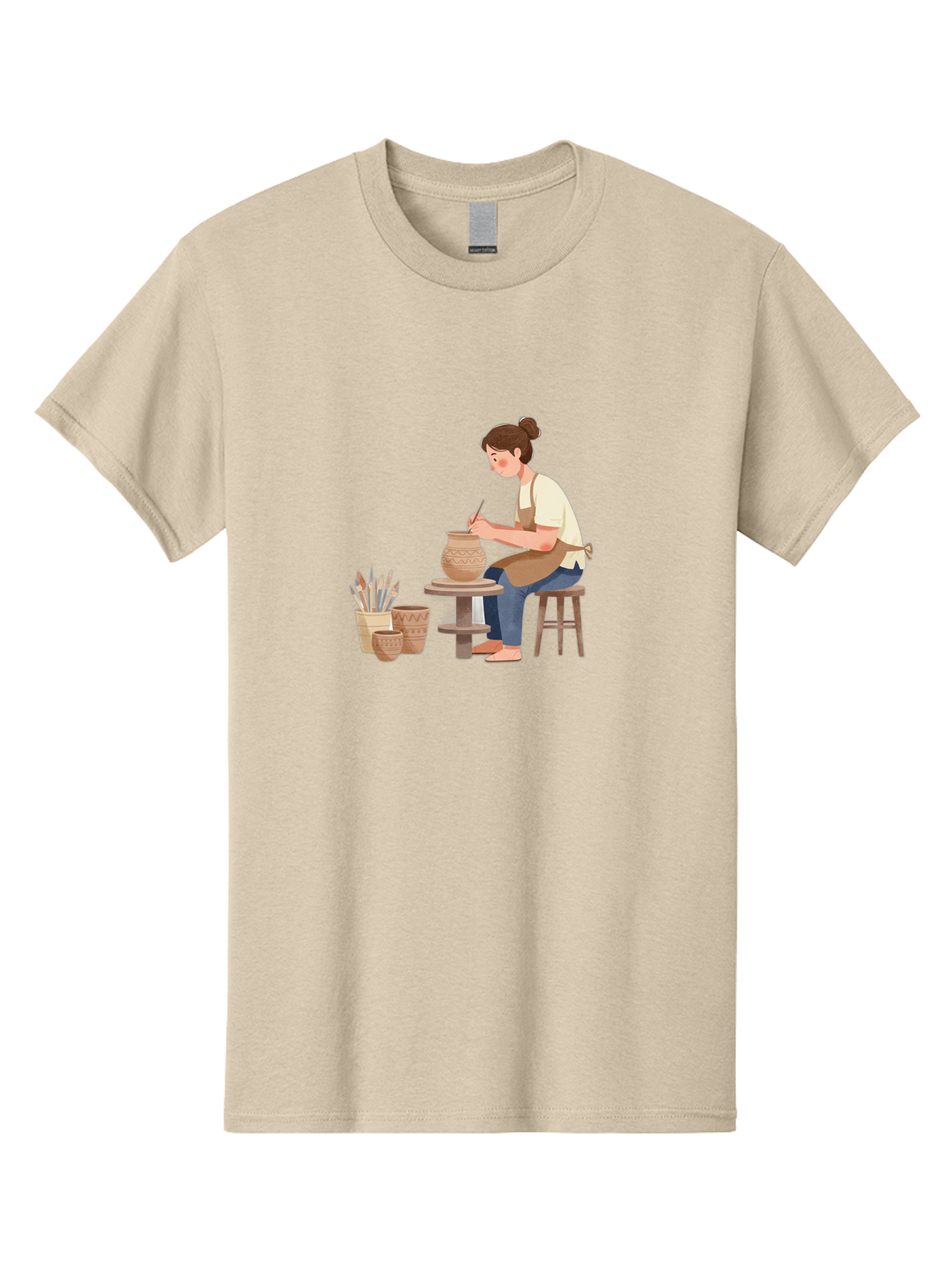 Potter-At-Work-2 Men'S Graphic Tee, 100% Cotton, Comfortable Casual Summer Wear, Machine Washable, Pottery Wheel, Clay Vase, Artistic Creation, Hand-Painted Ceramics, Artisan At Work, Creative Process, Pottery Tools, Decorative Pottery, Bab221
