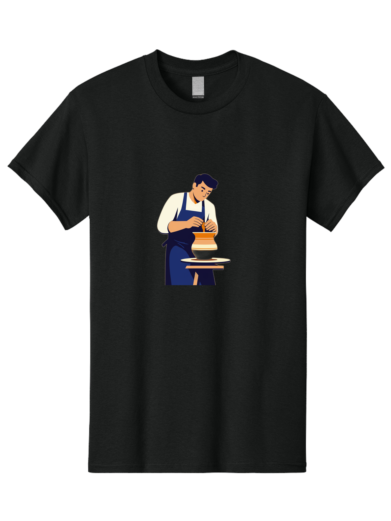 Potter-At-Work-3 Men'S Graphic Tee, 100% Cotton, Comfortable Casual Summer Wear, Machine Washable, Potter Shaping Clay, Pottery Wheel, Ceramic Art, Handmade Crafts, Skilled Artisan, Creative Process, Clay Modeling, Pottery Making Bab222