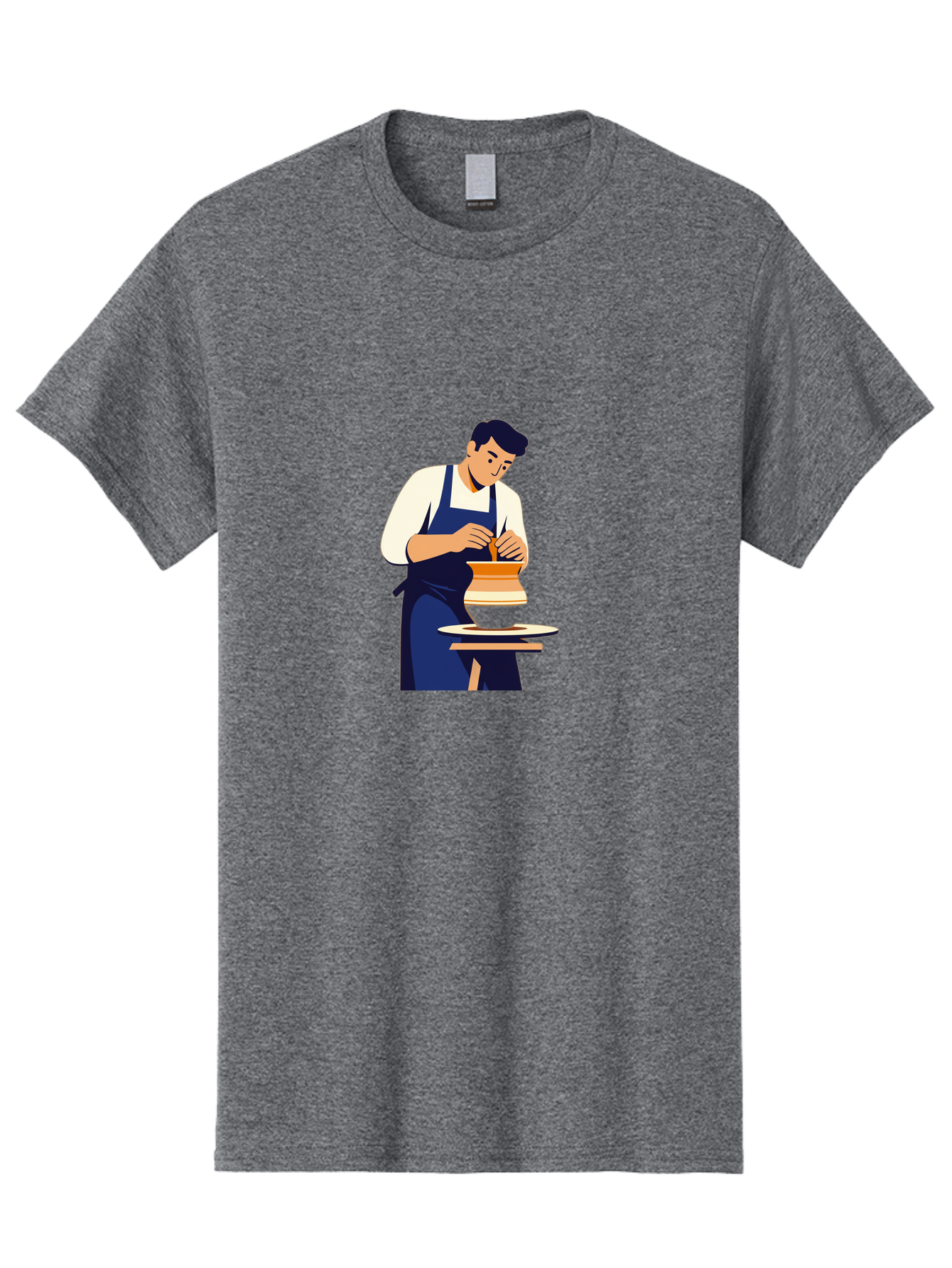 Potter-At-Work-3 Men'S Graphic Tee, 100% Cotton, Comfortable Casual Summer Wear, Machine Washable, Potter Shaping Clay, Pottery Wheel, Ceramic Art, Handmade Crafts, Skilled Artisan, Creative Process, Clay Modeling, Pottery Making Bab222