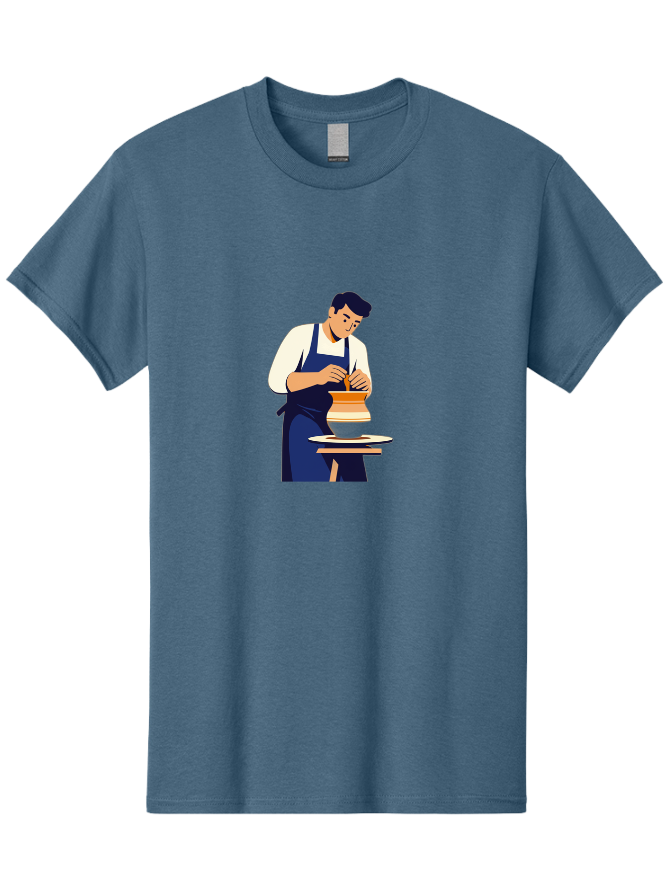Potter-At-Work-3 Men'S Graphic Tee, 100% Cotton, Comfortable Casual Summer Wear, Machine Washable, Potter Shaping Clay, Pottery Wheel, Ceramic Art, Handmade Crafts, Skilled Artisan, Creative Process, Clay Modeling, Pottery Making Bab222