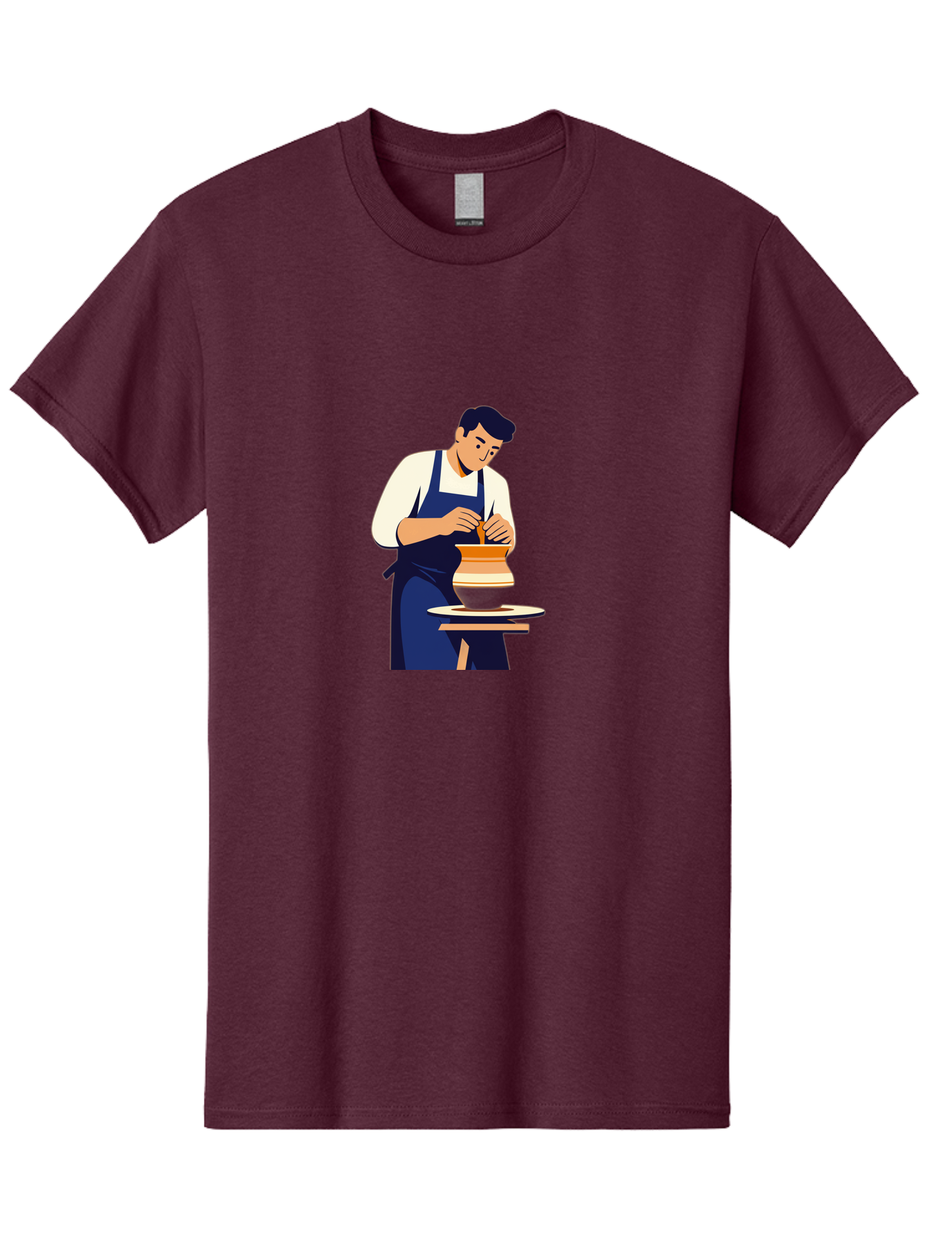 Potter-At-Work-3 Men'S Graphic Tee, 100% Cotton, Comfortable Casual Summer Wear, Machine Washable, Potter Shaping Clay, Pottery Wheel, Ceramic Art, Handmade Crafts, Skilled Artisan, Creative Process, Clay Modeling, Pottery Making Bab222