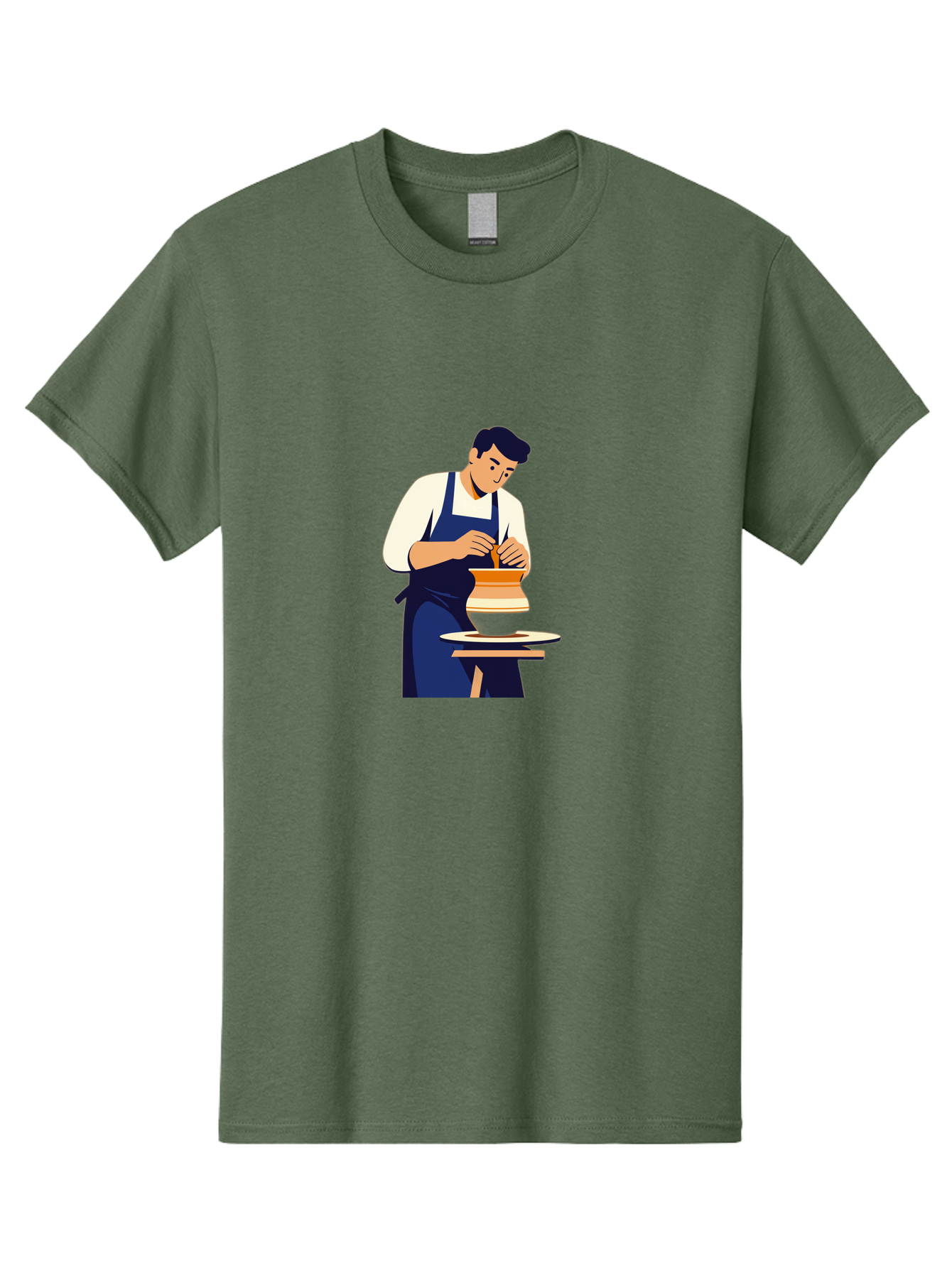 Potter-At-Work-3 Men'S Graphic Tee, 100% Cotton, Comfortable Casual Summer Wear, Machine Washable, Potter Shaping Clay, Pottery Wheel, Ceramic Art, Handmade Crafts, Skilled Artisan, Creative Process, Clay Modeling, Pottery Making Bab222