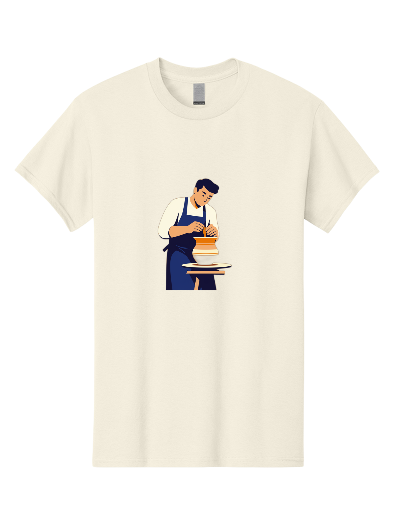 Potter-At-Work-3 Men'S Graphic Tee, 100% Cotton, Comfortable Casual Summer Wear, Machine Washable, Potter Shaping Clay, Pottery Wheel, Ceramic Art, Handmade Crafts, Skilled Artisan, Creative Process, Clay Modeling, Pottery Making Bab222