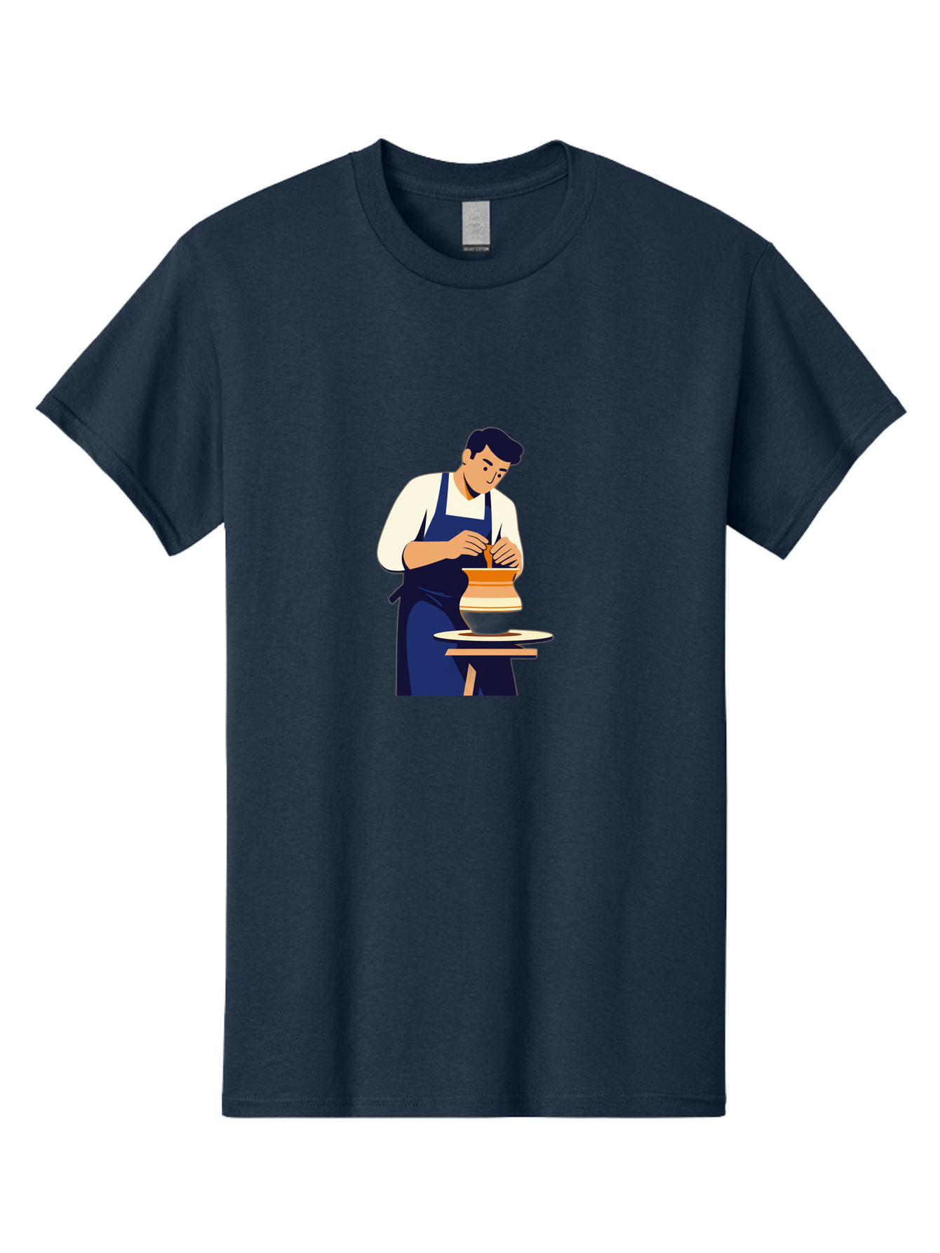 Potter-At-Work-3 Men'S Graphic Tee, 100% Cotton, Comfortable Casual Summer Wear, Machine Washable, Potter Shaping Clay, Pottery Wheel, Ceramic Art, Handmade Crafts, Skilled Artisan, Creative Process, Clay Modeling, Pottery Making Bab222