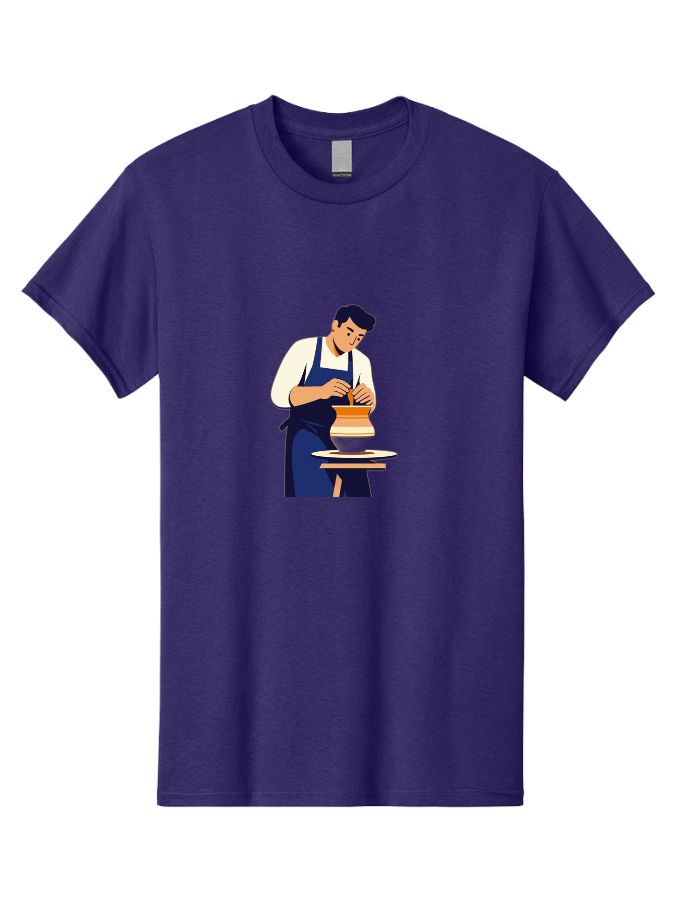 Potter-At-Work-3 Men'S Graphic Tee, 100% Cotton, Comfortable Casual Summer Wear, Machine Washable, Potter Shaping Clay, Pottery Wheel, Ceramic Art, Handmade Crafts, Skilled Artisan, Creative Process, Clay Modeling, Pottery Making Bab222