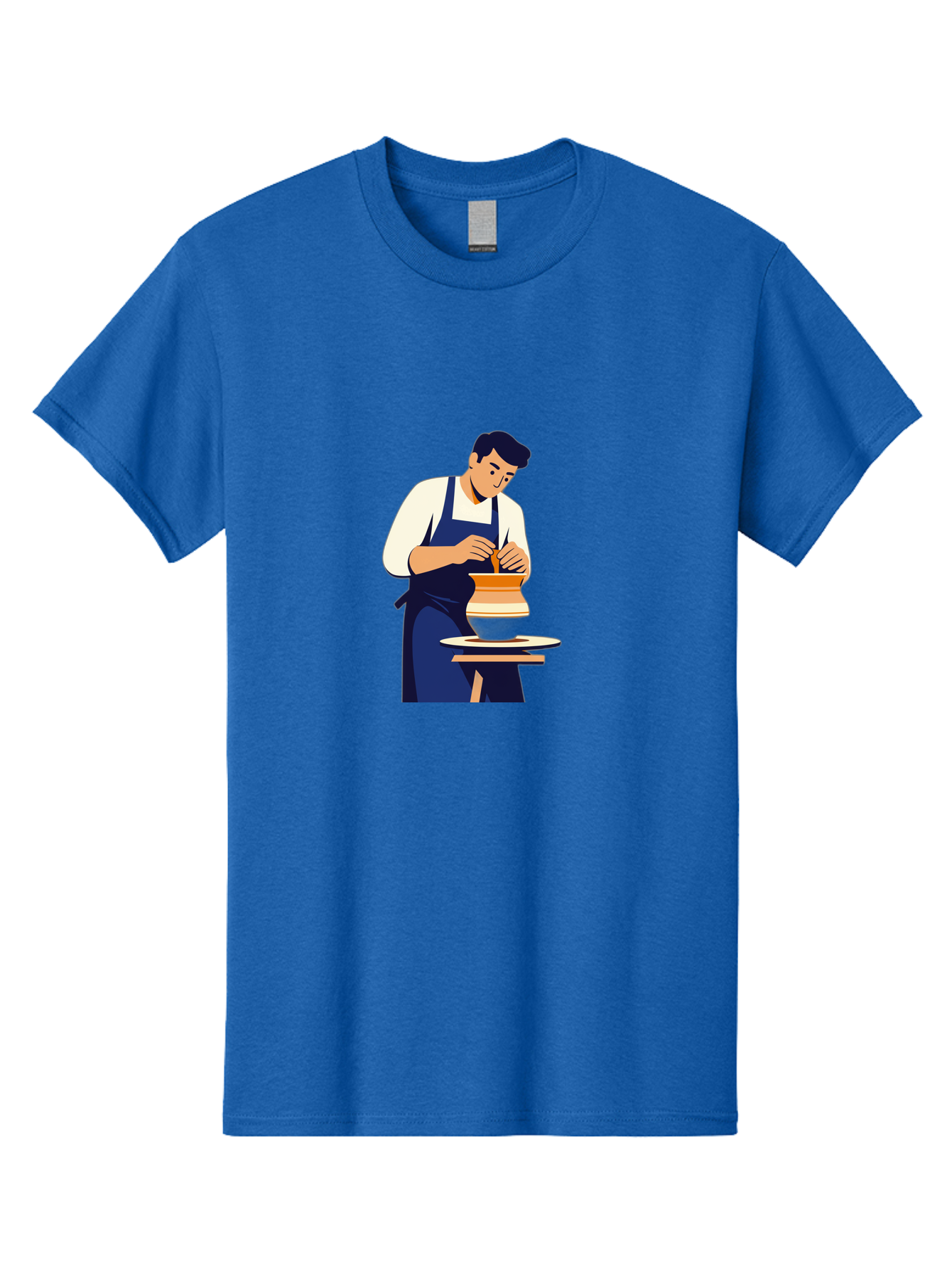 Potter-At-Work-3 Men'S Graphic Tee, 100% Cotton, Comfortable Casual Summer Wear, Machine Washable, Potter Shaping Clay, Pottery Wheel, Ceramic Art, Handmade Crafts, Skilled Artisan, Creative Process, Clay Modeling, Pottery Making Bab222