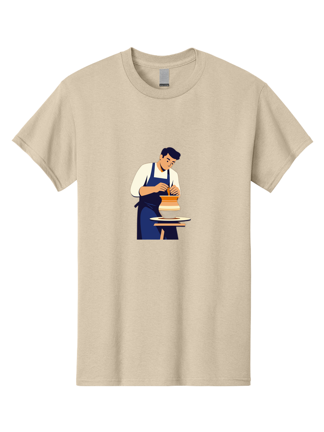Potter-At-Work-3 Men'S Graphic Tee, 100% Cotton, Comfortable Casual Summer Wear, Machine Washable, Potter Shaping Clay, Pottery Wheel, Ceramic Art, Handmade Crafts, Skilled Artisan, Creative Process, Clay Modeling, Pottery Making Bab222