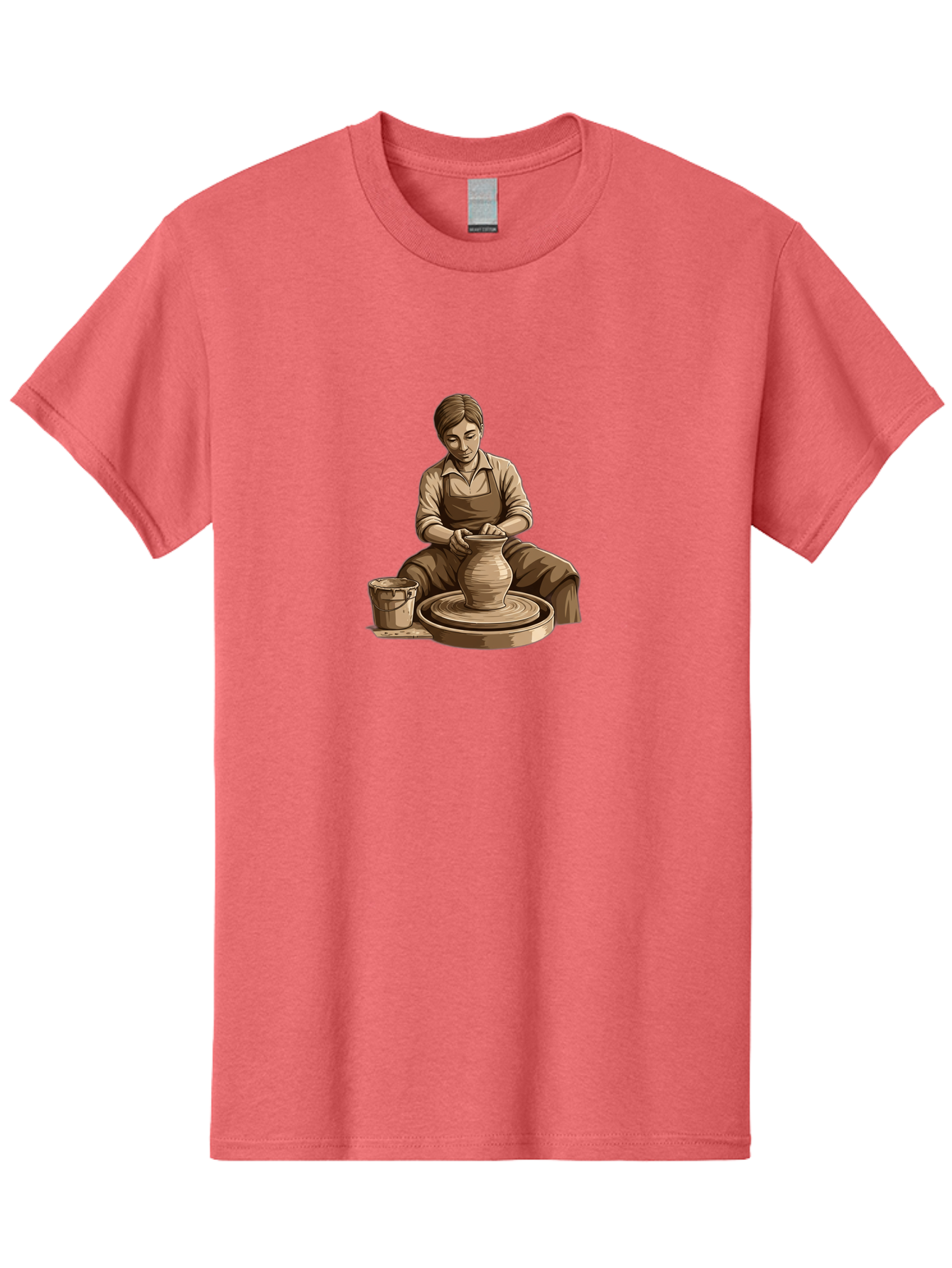 Potter-At-Work-4 Men'S Graphic Tee, 100% Cotton, Comfortable Casual Summer Wear, Machine Washable, Pottery Making, Ceramic Art, Clay Modeling, Potter'S Wheel, Creative Process, Handmade Crafts, Artisanal Skills, Traditional Craftsmanship, Bab223