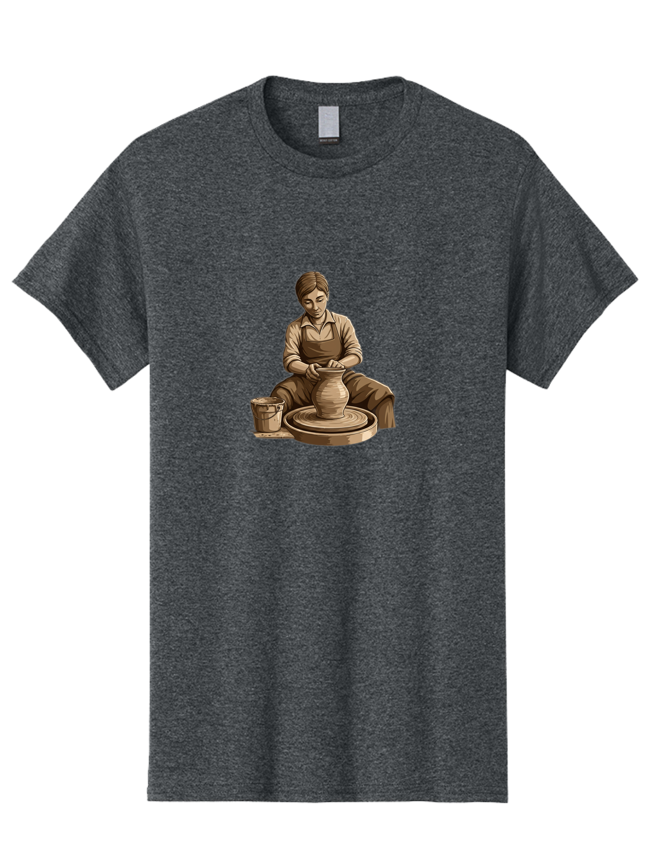 Potter-At-Work-4 Men'S Graphic Tee, 100% Cotton, Comfortable Casual Summer Wear, Machine Washable, Pottery Making, Ceramic Art, Clay Modeling, Potter'S Wheel, Creative Process, Handmade Crafts, Artisanal Skills, Traditional Craftsmanship, Bab223