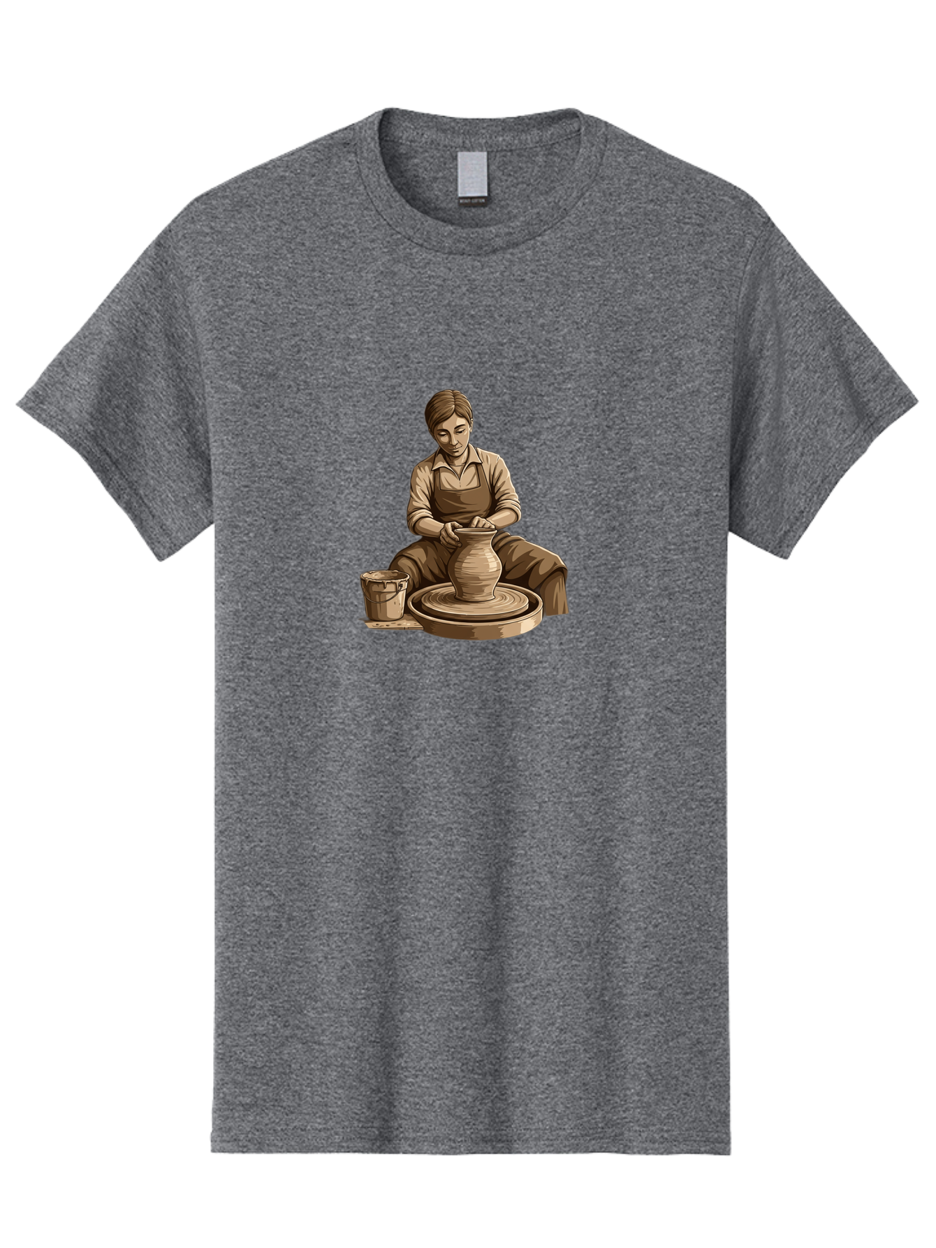 Potter-At-Work-4 Men'S Graphic Tee, 100% Cotton, Comfortable Casual Summer Wear, Machine Washable, Pottery Making, Ceramic Art, Clay Modeling, Potter'S Wheel, Creative Process, Handmade Crafts, Artisanal Skills, Traditional Craftsmanship, Bab223