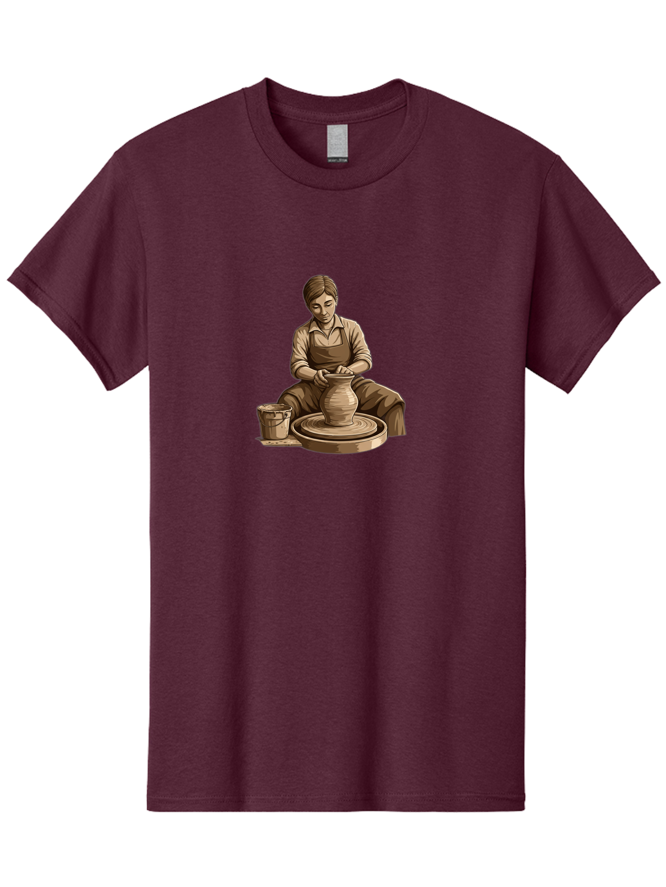 Potter-At-Work-4 Men'S Graphic Tee, 100% Cotton, Comfortable Casual Summer Wear, Machine Washable, Pottery Making, Ceramic Art, Clay Modeling, Potter'S Wheel, Creative Process, Handmade Crafts, Artisanal Skills, Traditional Craftsmanship, Bab223