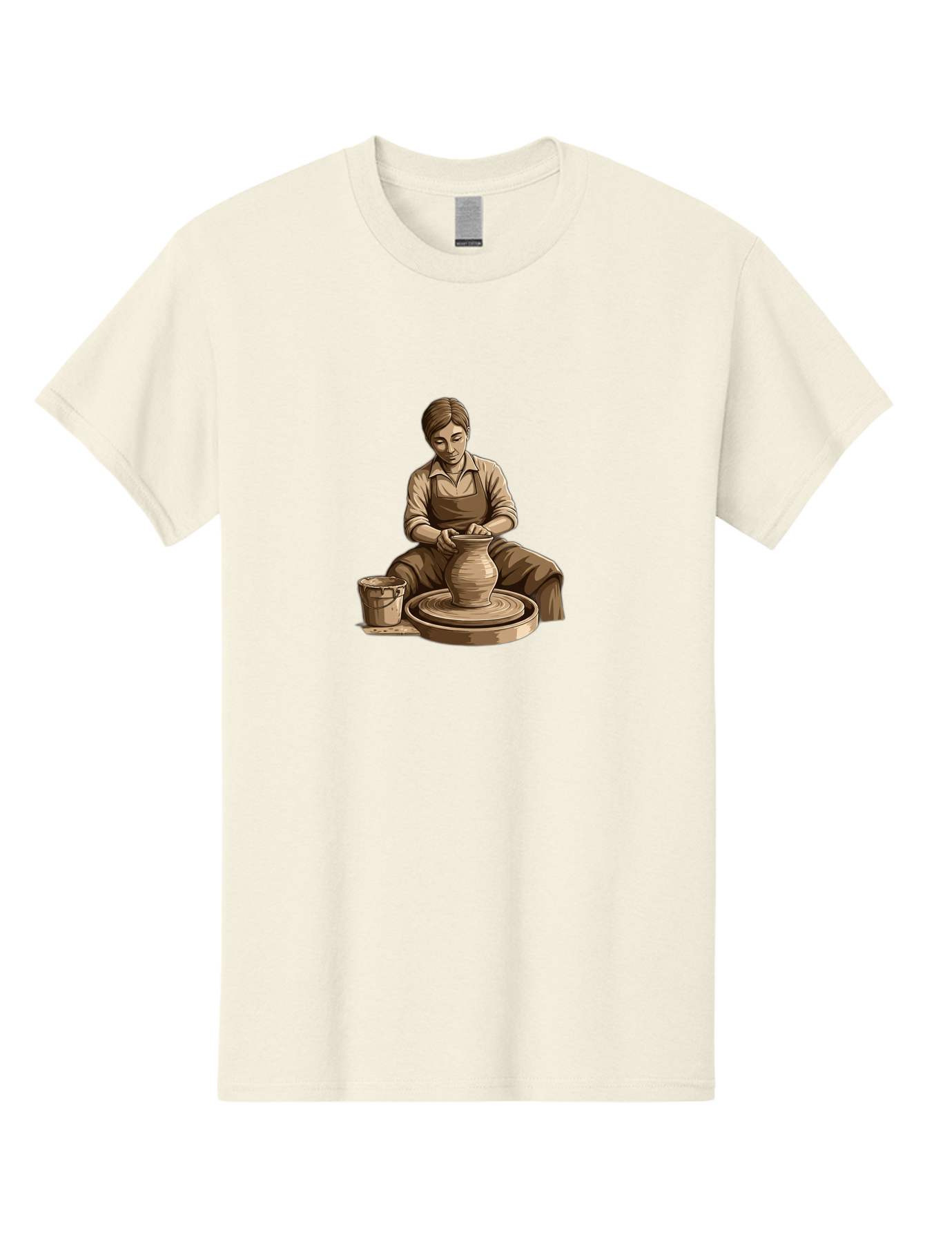 Potter-At-Work-4 Men'S Graphic Tee, 100% Cotton, Comfortable Casual Summer Wear, Machine Washable, Pottery Making, Ceramic Art, Clay Modeling, Potter'S Wheel, Creative Process, Handmade Crafts, Artisanal Skills, Traditional Craftsmanship, Bab223